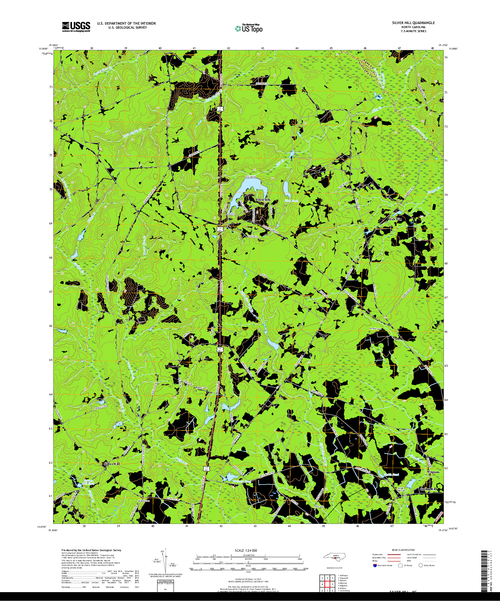 USGS US TOPO 7.5-MINUTE MAP FOR SILVER HILL, NC 2019