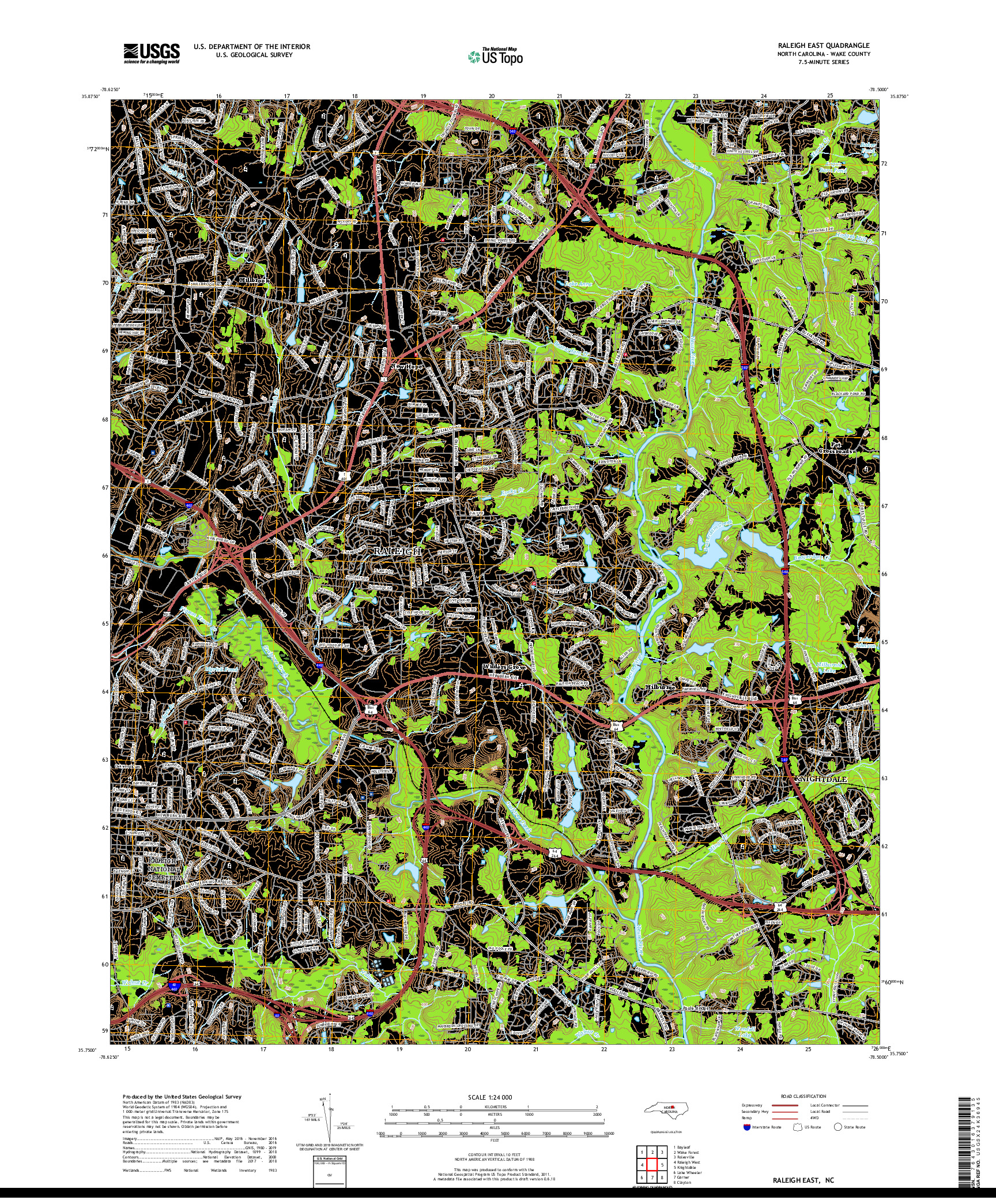 USGS US TOPO 7.5-MINUTE MAP FOR RALEIGH EAST, NC 2019