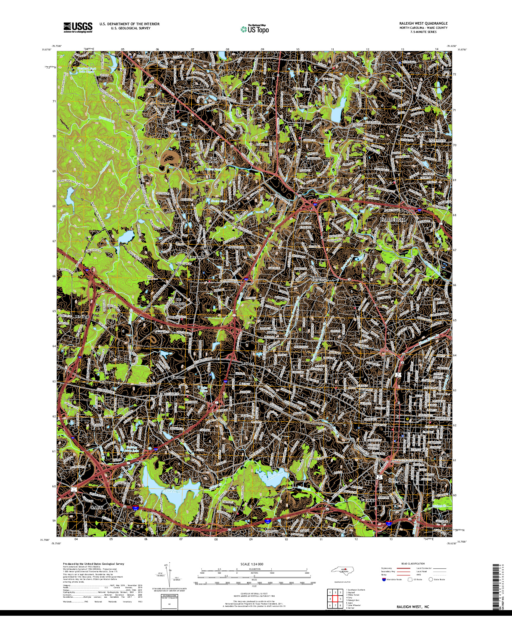 USGS US TOPO 7.5-MINUTE MAP FOR RALEIGH WEST, NC 2019