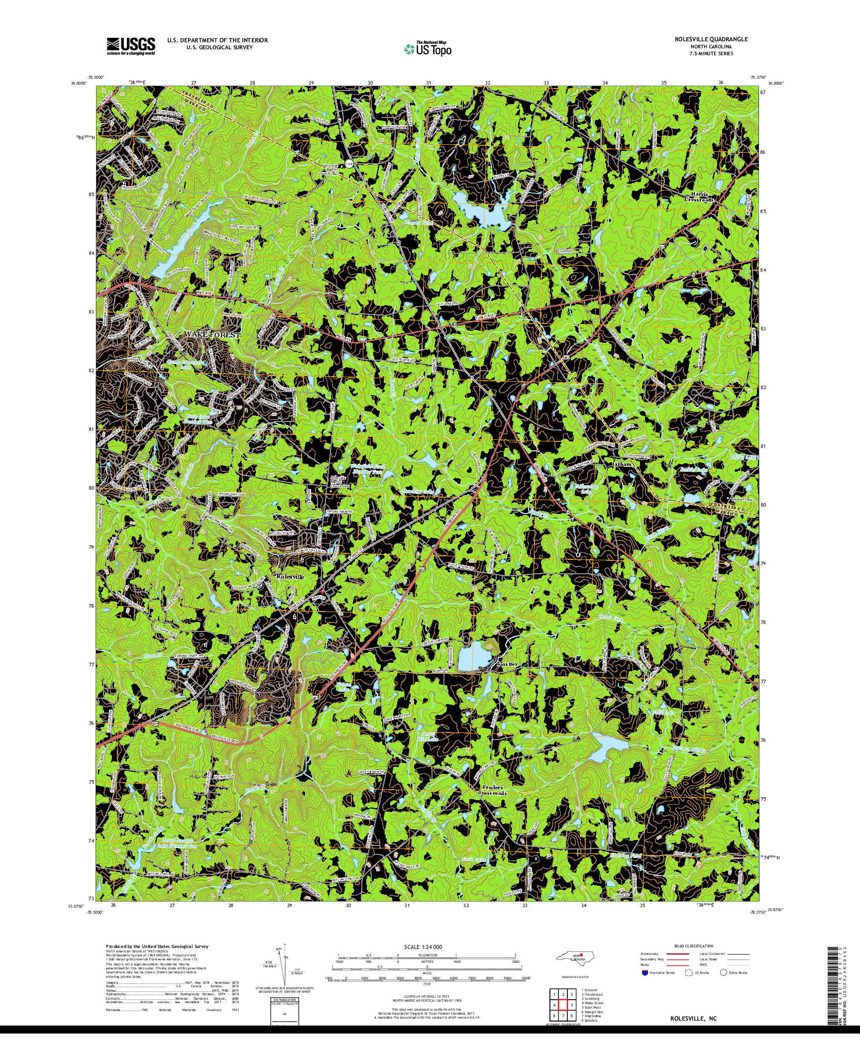 USGS US TOPO 7.5-MINUTE MAP FOR ROLESVILLE, NC 2019