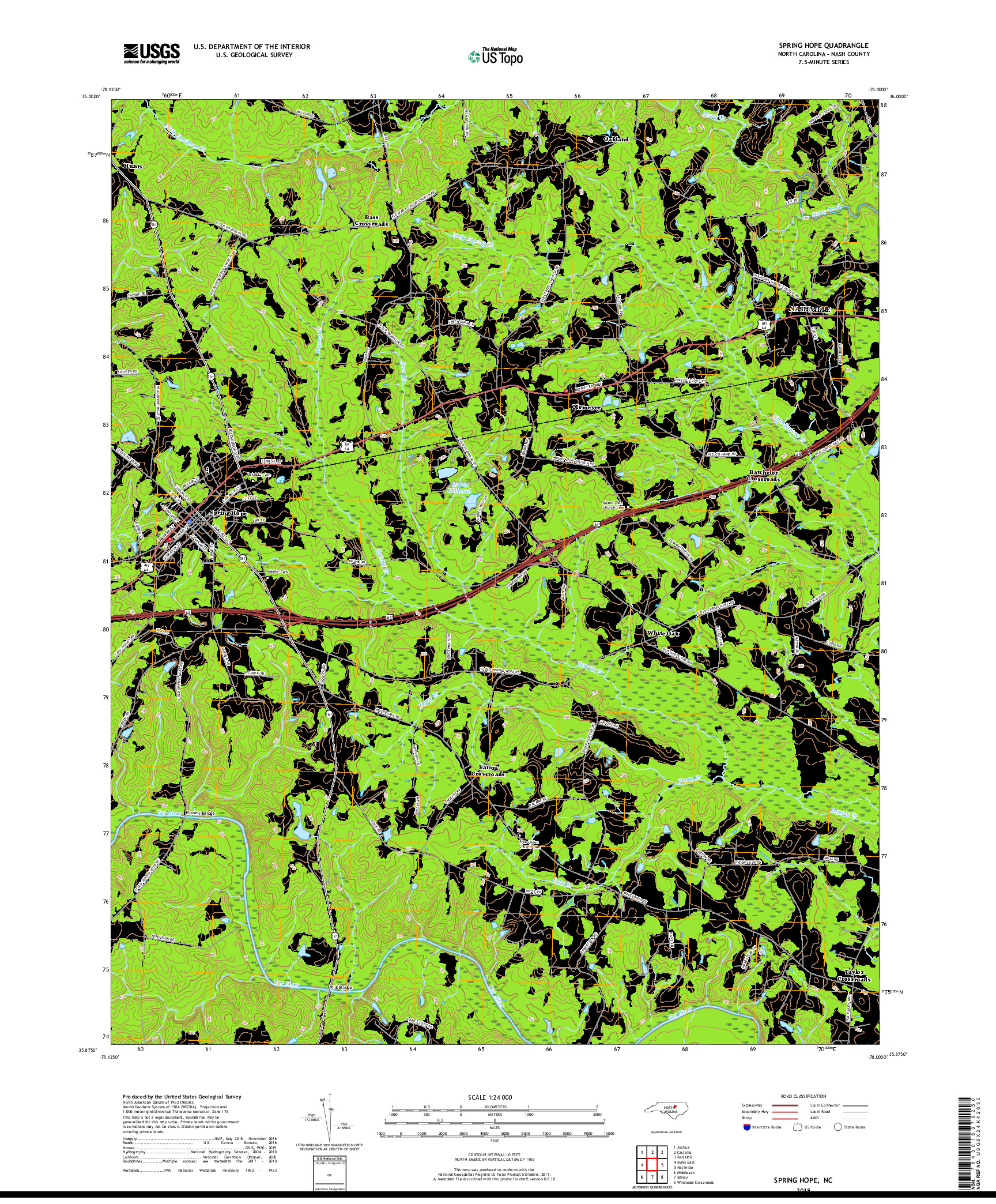 USGS US TOPO 7.5-MINUTE MAP FOR SPRING HOPE, NC 2019