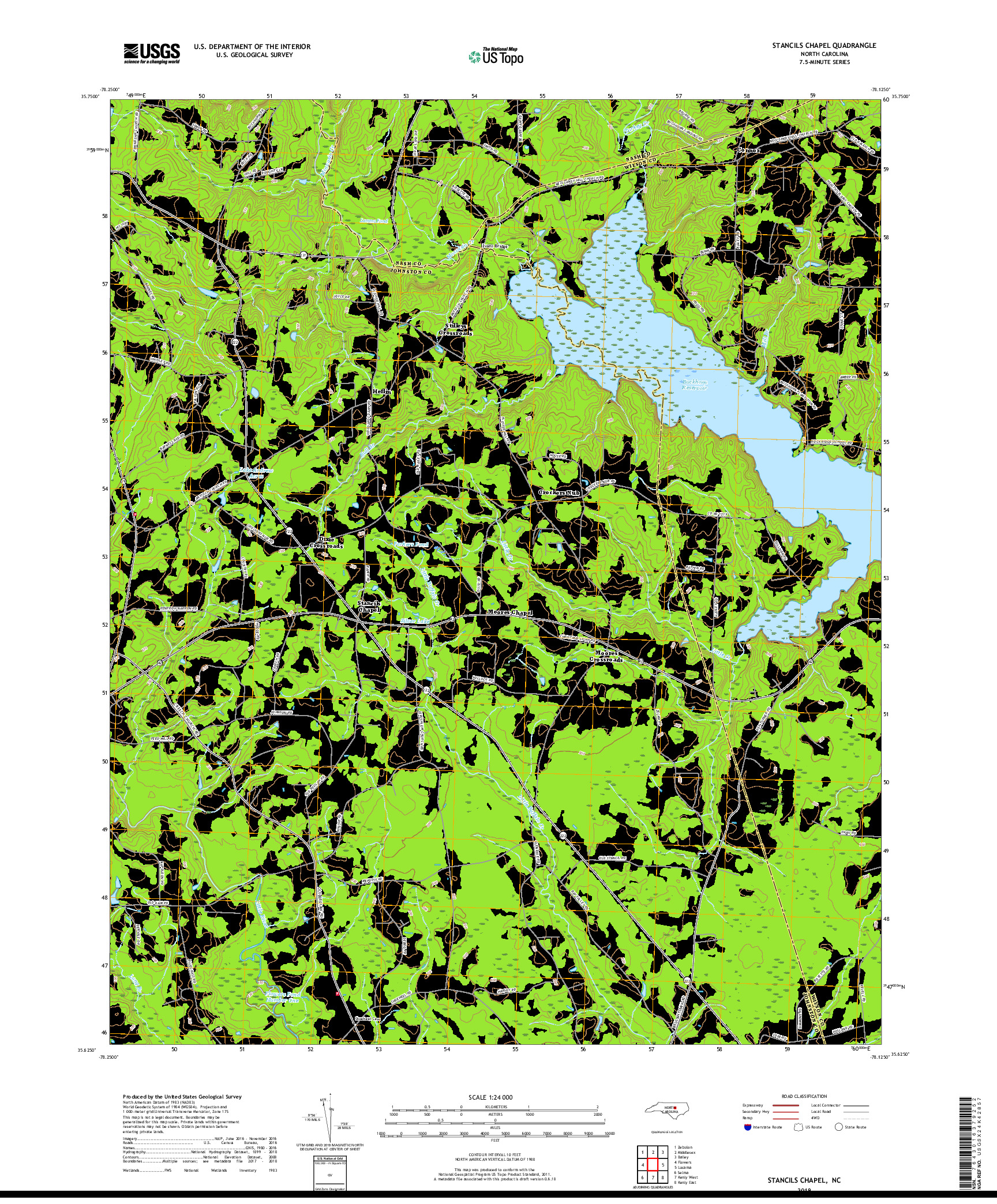 USGS US TOPO 7.5-MINUTE MAP FOR STANCILS CHAPEL, NC 2019