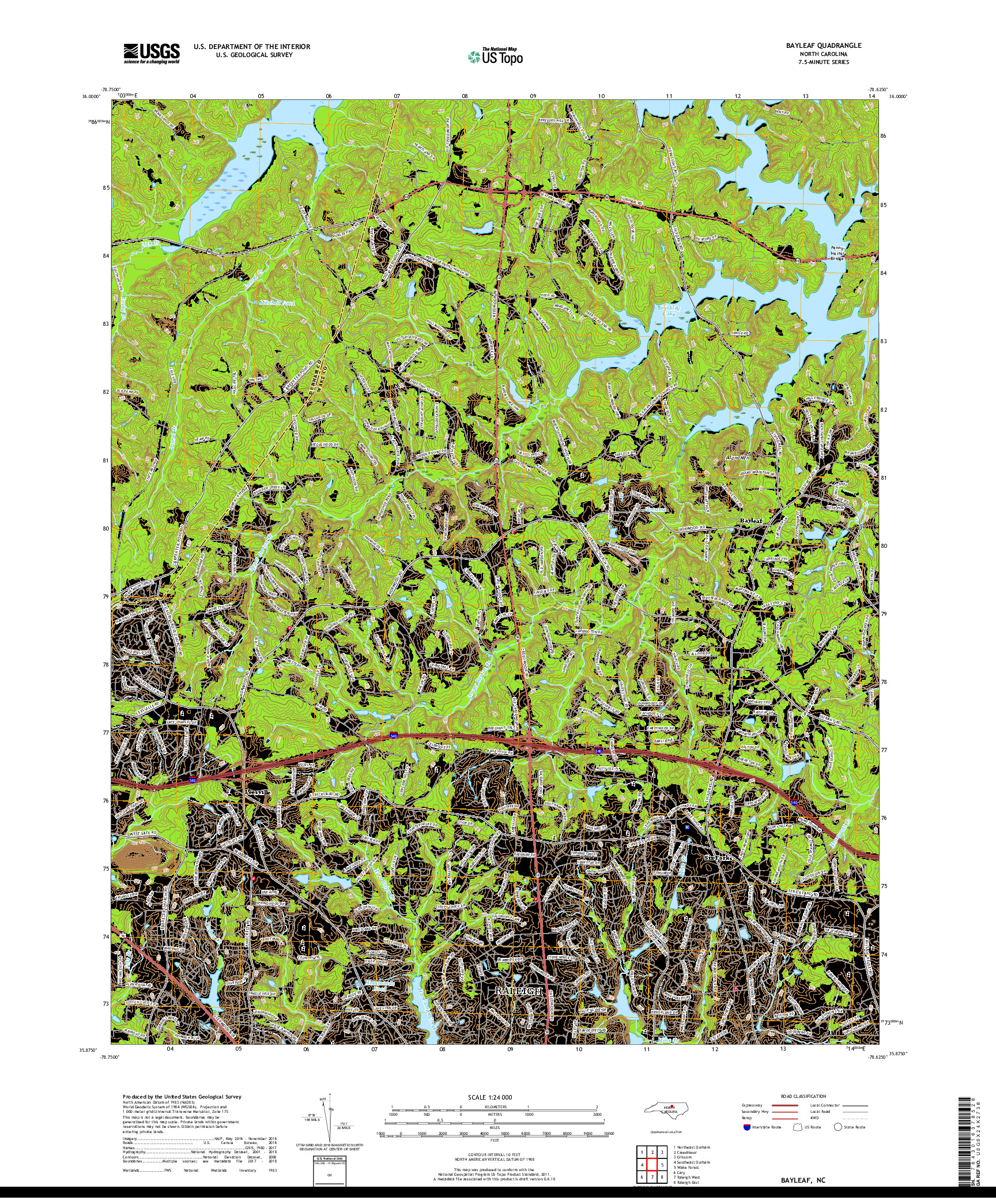 USGS US TOPO 7.5-MINUTE MAP FOR BAYLEAF, NC 2019