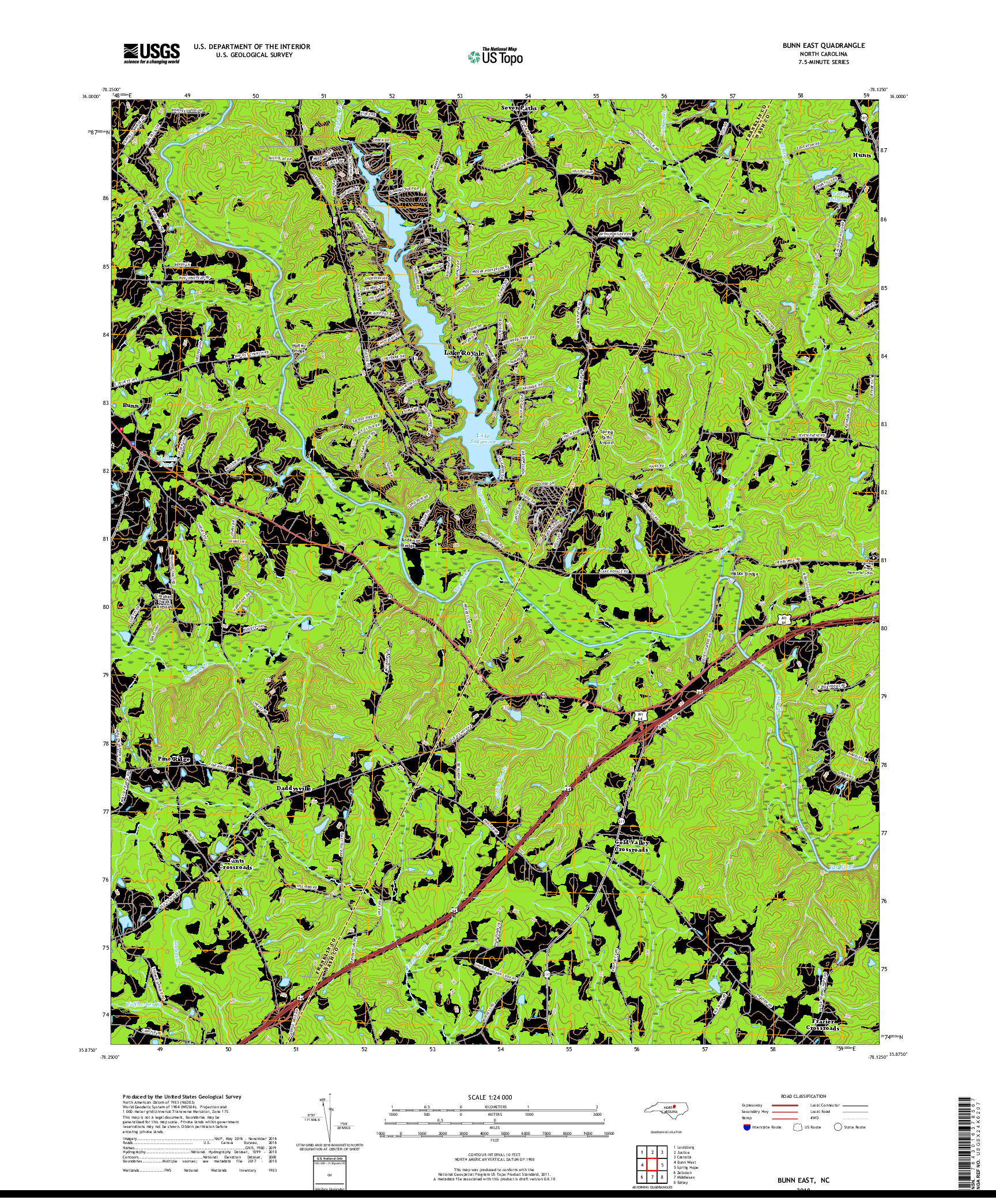 USGS US TOPO 7.5-MINUTE MAP FOR BUNN EAST, NC 2019