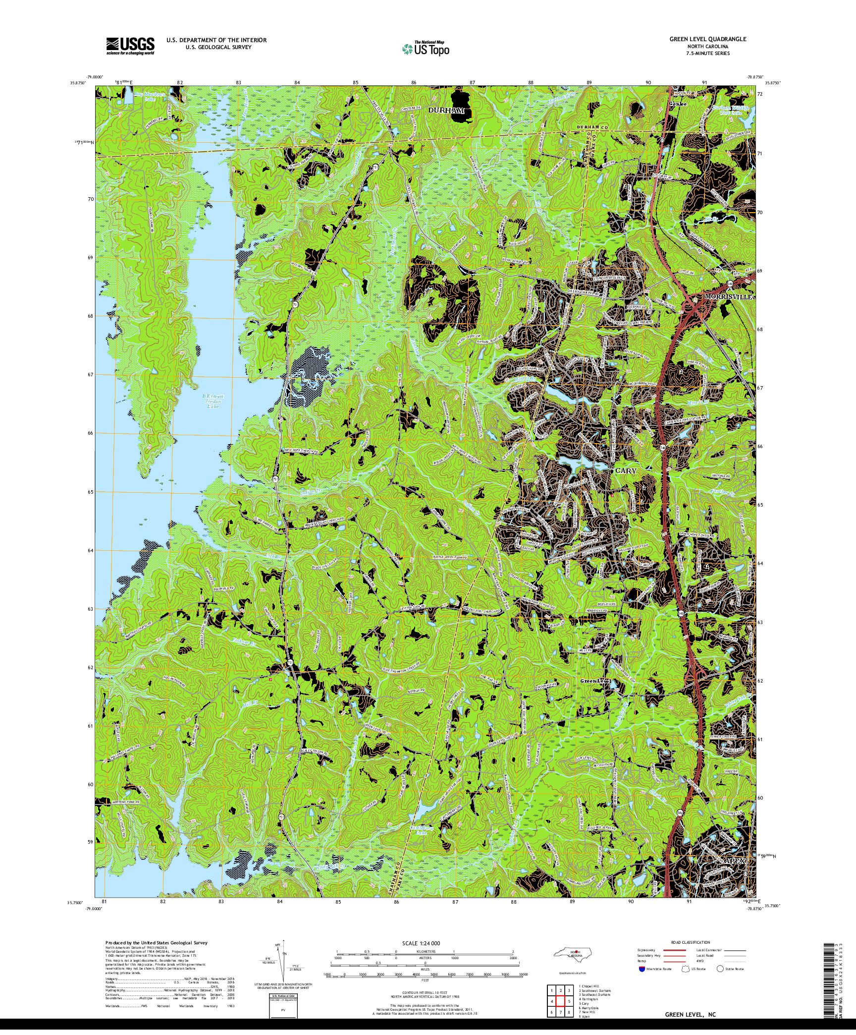 USGS US TOPO 7.5-MINUTE MAP FOR GREEN LEVEL, NC 2019