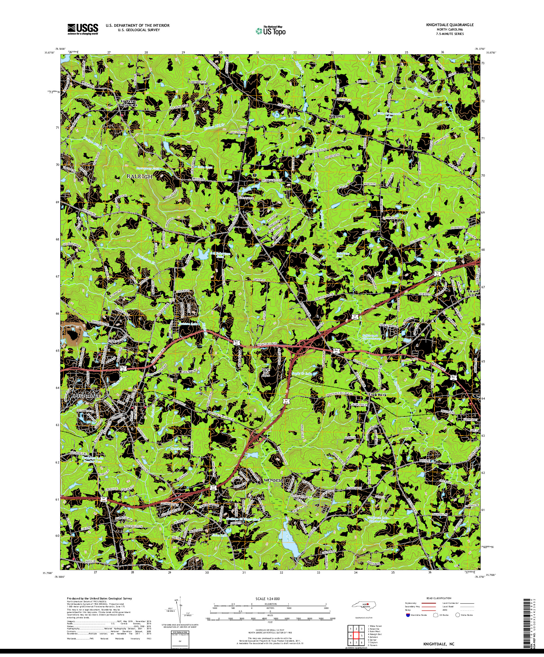 USGS US TOPO 7.5-MINUTE MAP FOR KNIGHTDALE, NC 2019