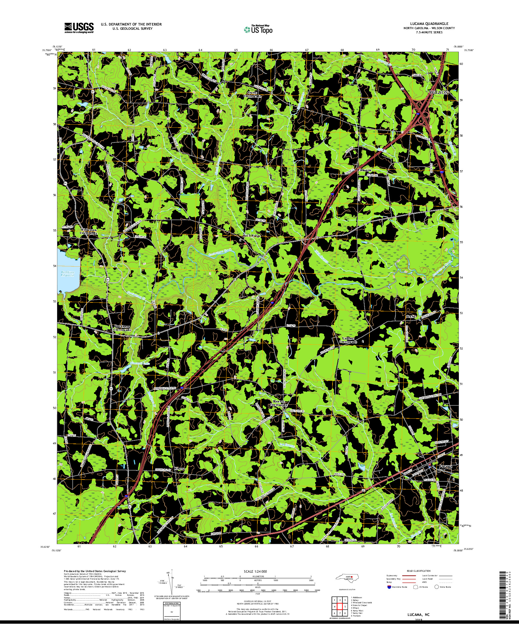 USGS US TOPO 7.5-MINUTE MAP FOR LUCAMA, NC 2019