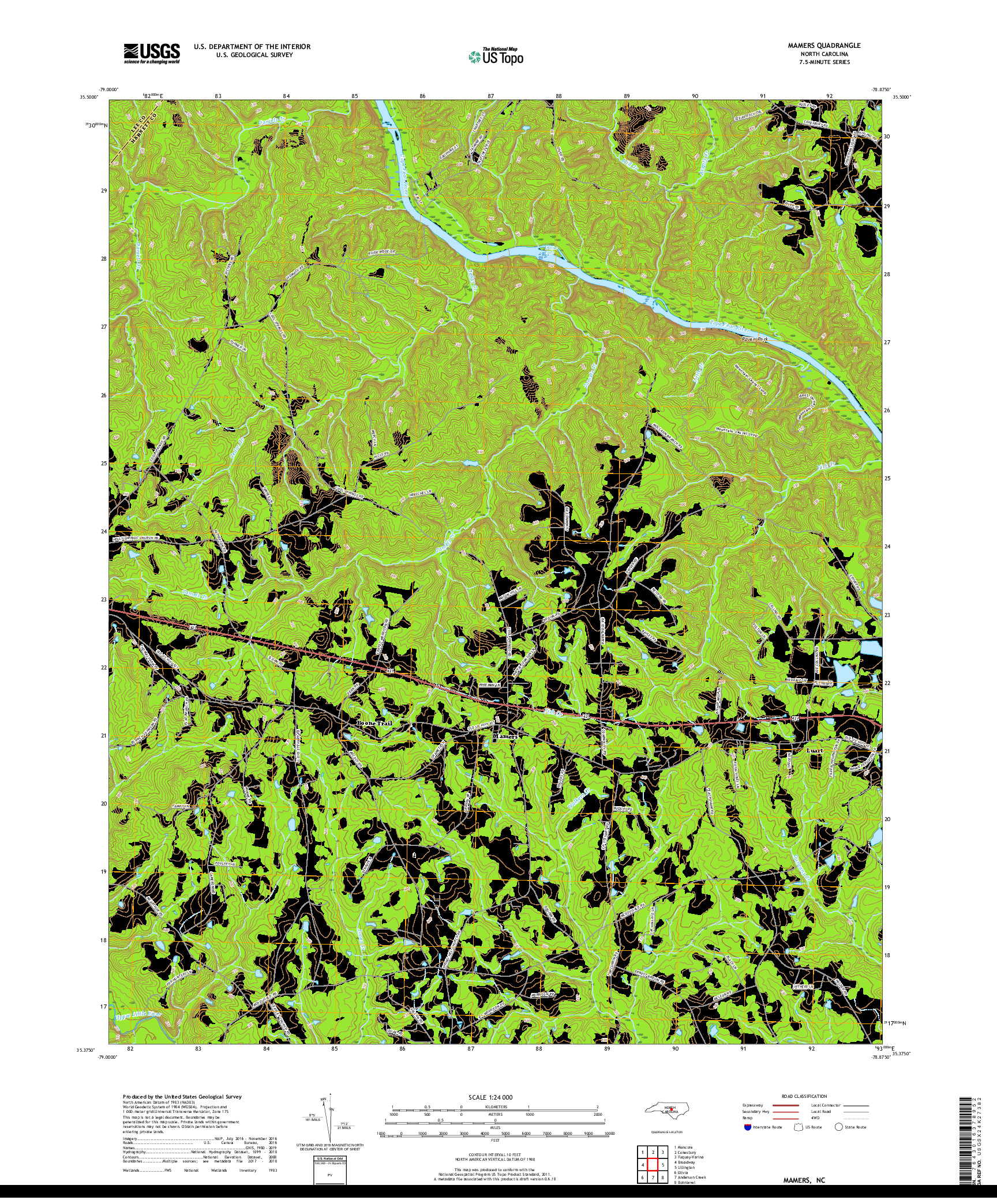 USGS US TOPO 7.5-MINUTE MAP FOR MAMERS, NC 2019