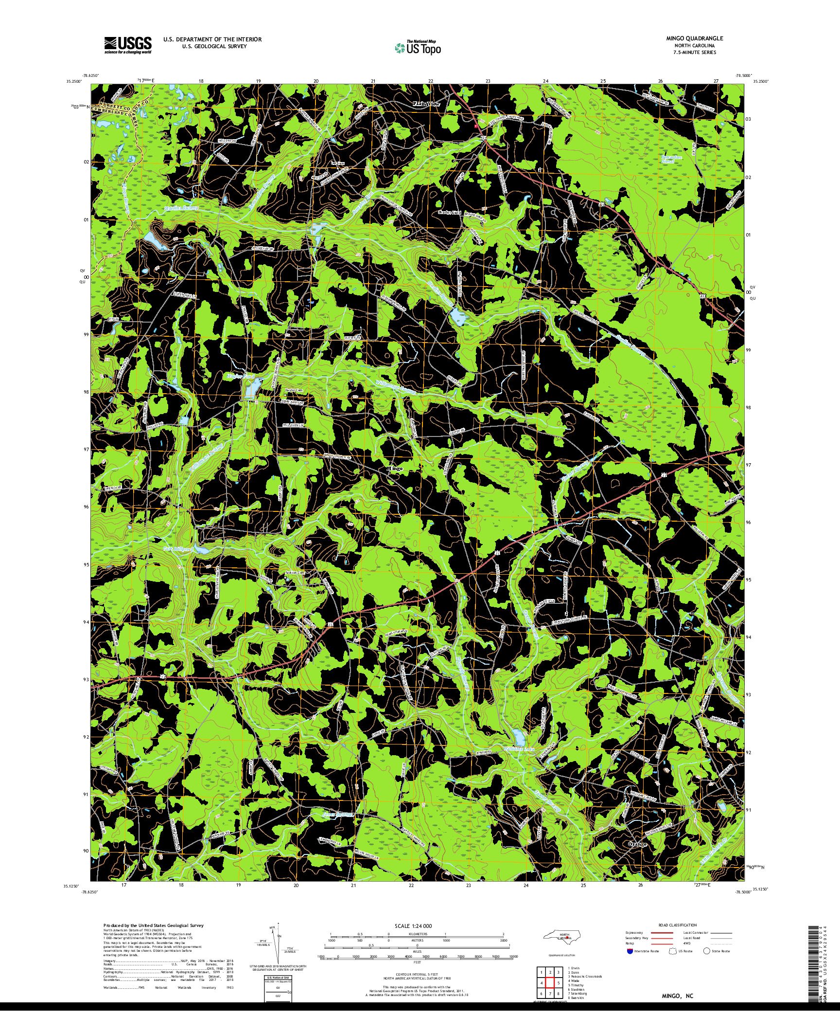 USGS US TOPO 7.5-MINUTE MAP FOR MINGO, NC 2019