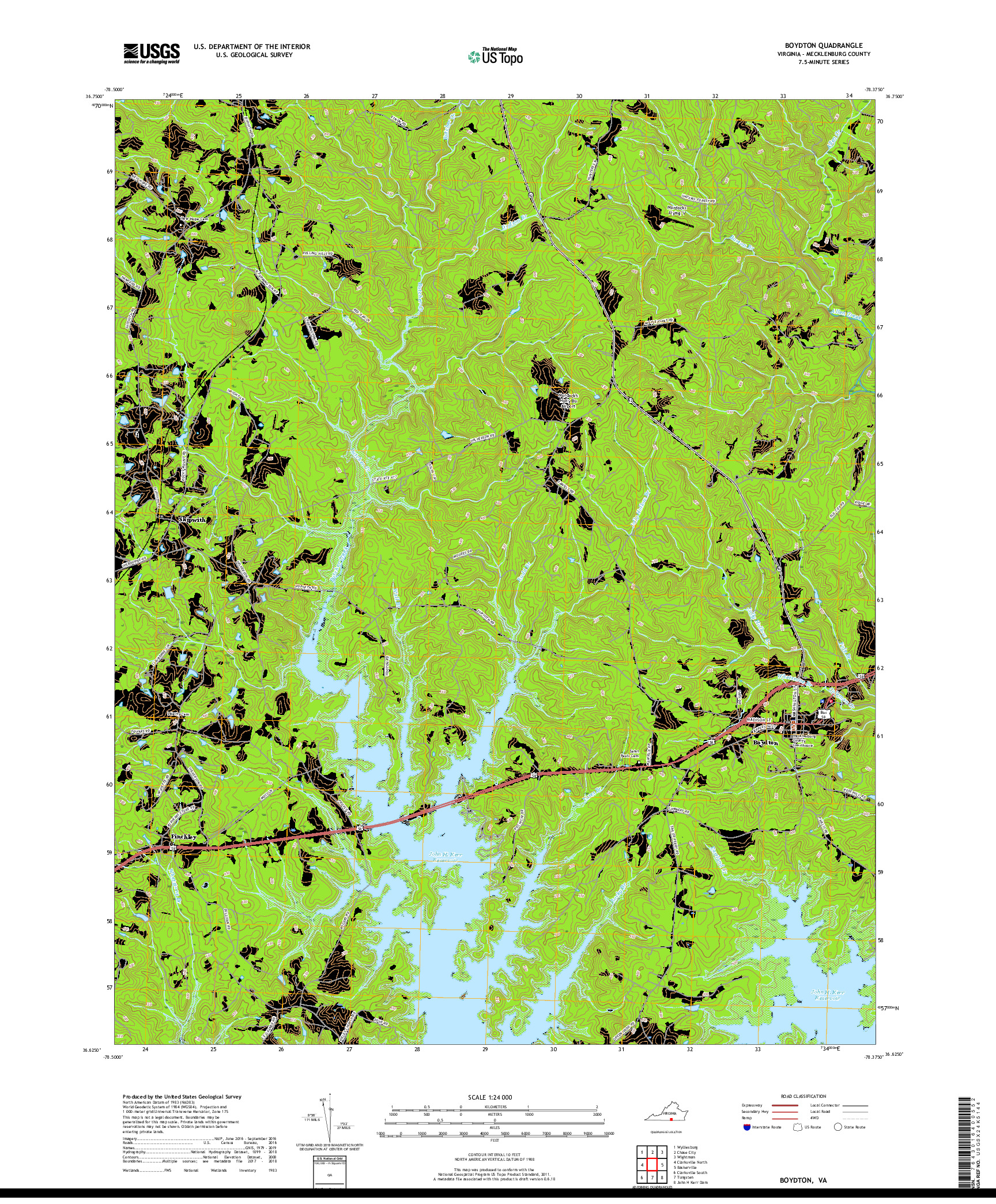 USGS US TOPO 7.5-MINUTE MAP FOR BOYDTON, VA 2019