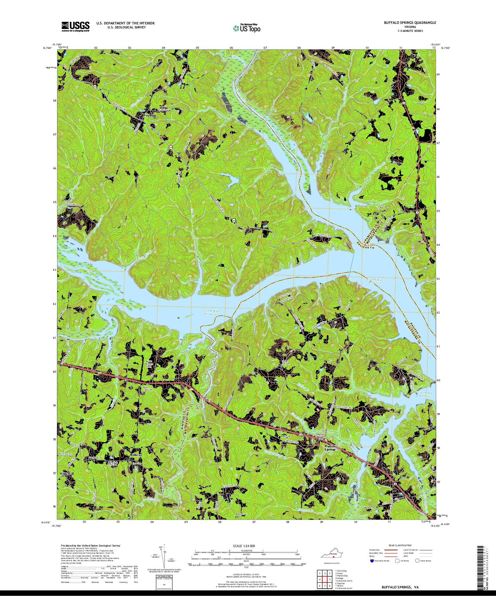 USGS US TOPO 7.5-MINUTE MAP FOR BUFFALO SPRINGS, VA 2019