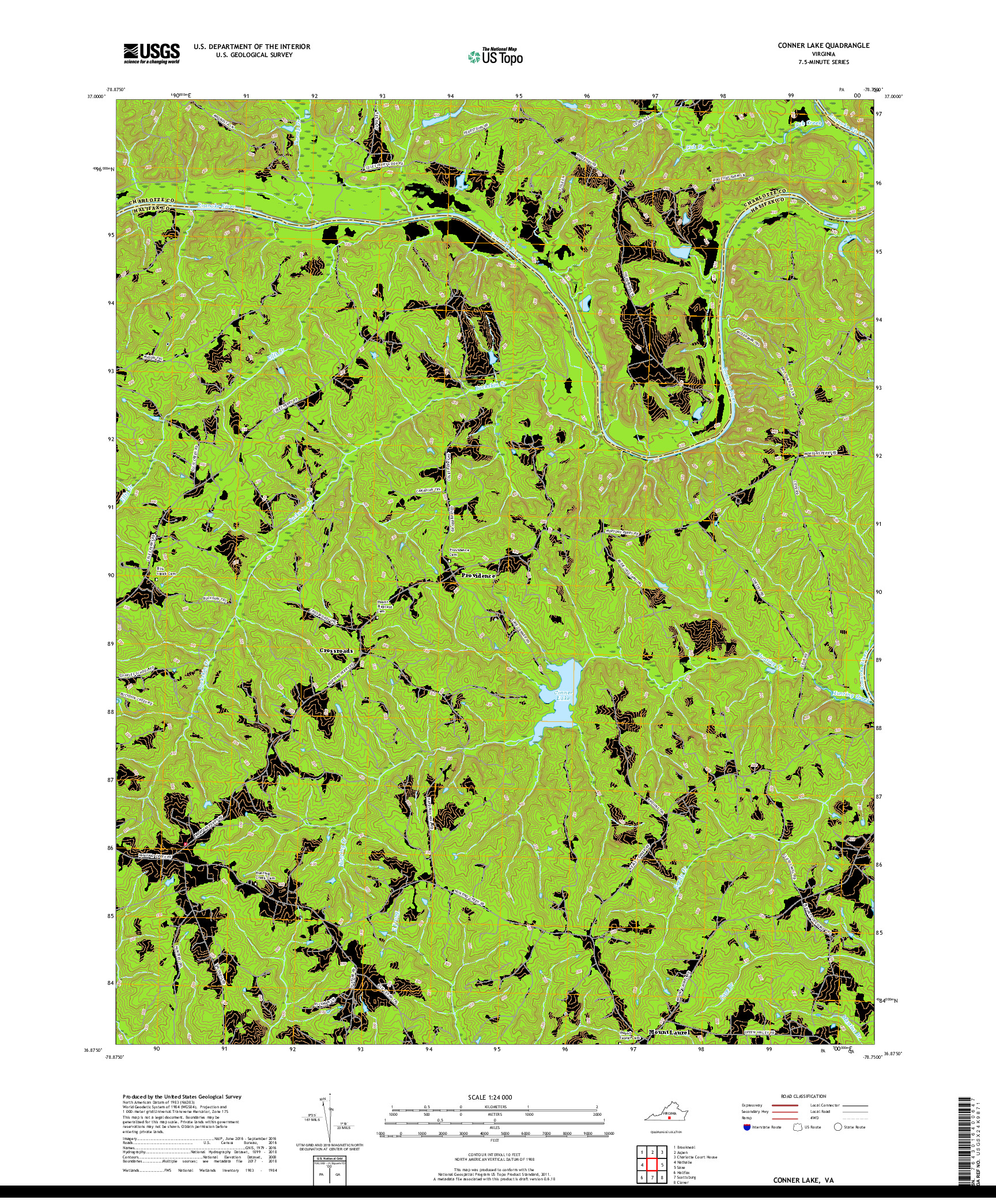 USGS US TOPO 7.5-MINUTE MAP FOR CONNER LAKE, VA 2019