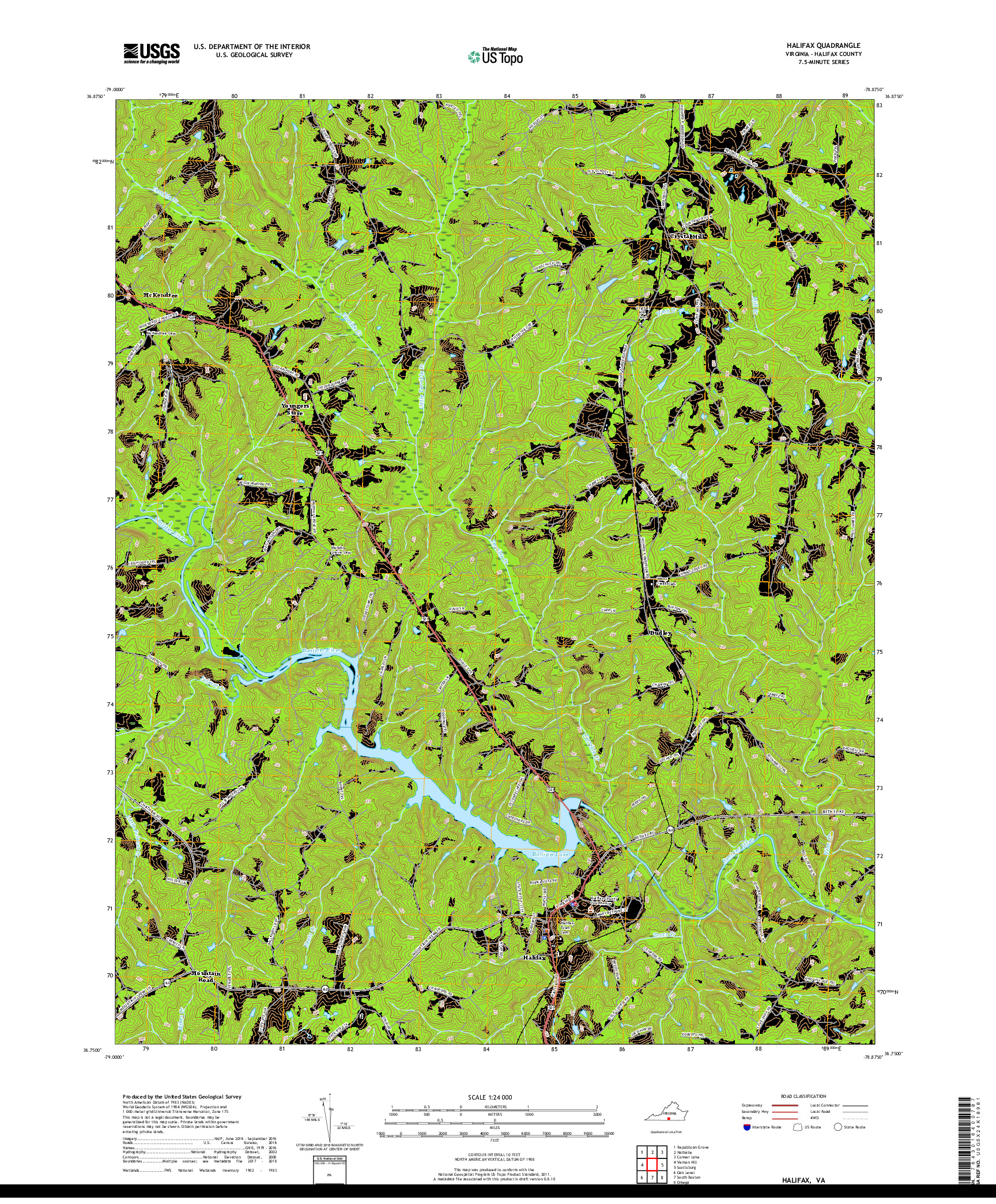USGS US TOPO 7.5-MINUTE MAP FOR HALIFAX, VA 2019