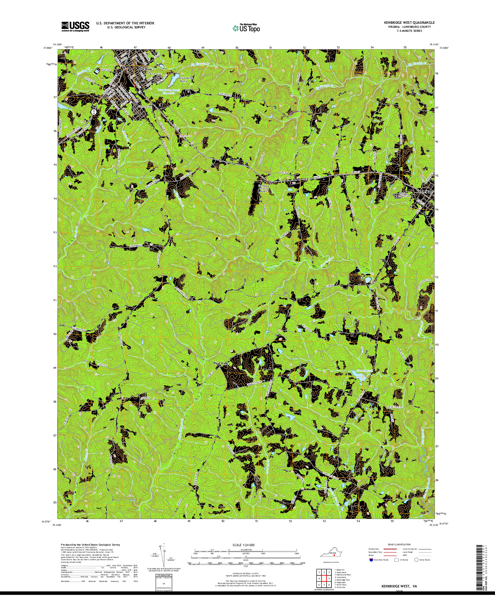 USGS US TOPO 7.5-MINUTE MAP FOR KENBRIDGE WEST, VA 2019