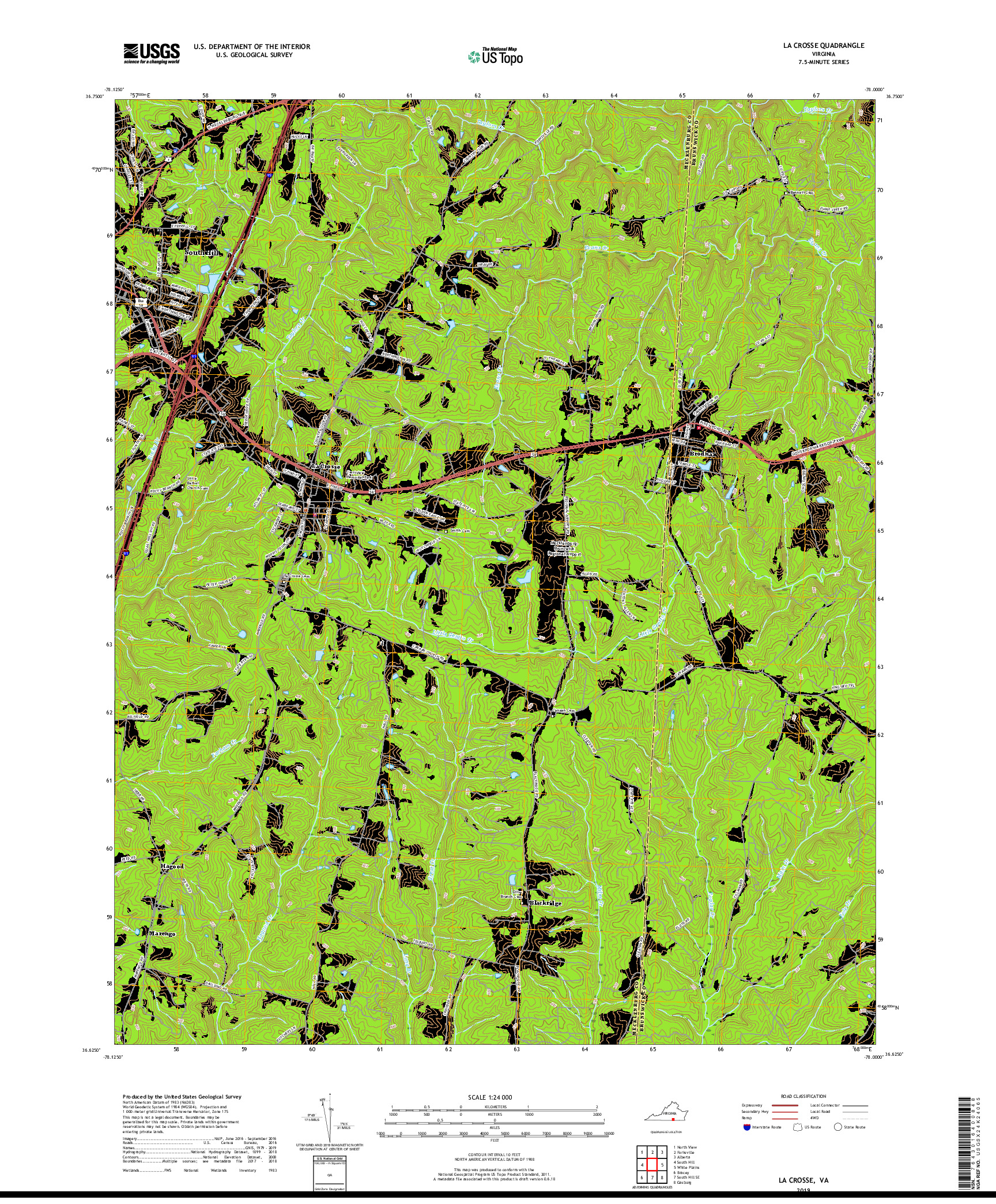 USGS US TOPO 7.5-MINUTE MAP FOR LA CROSSE, VA 2019