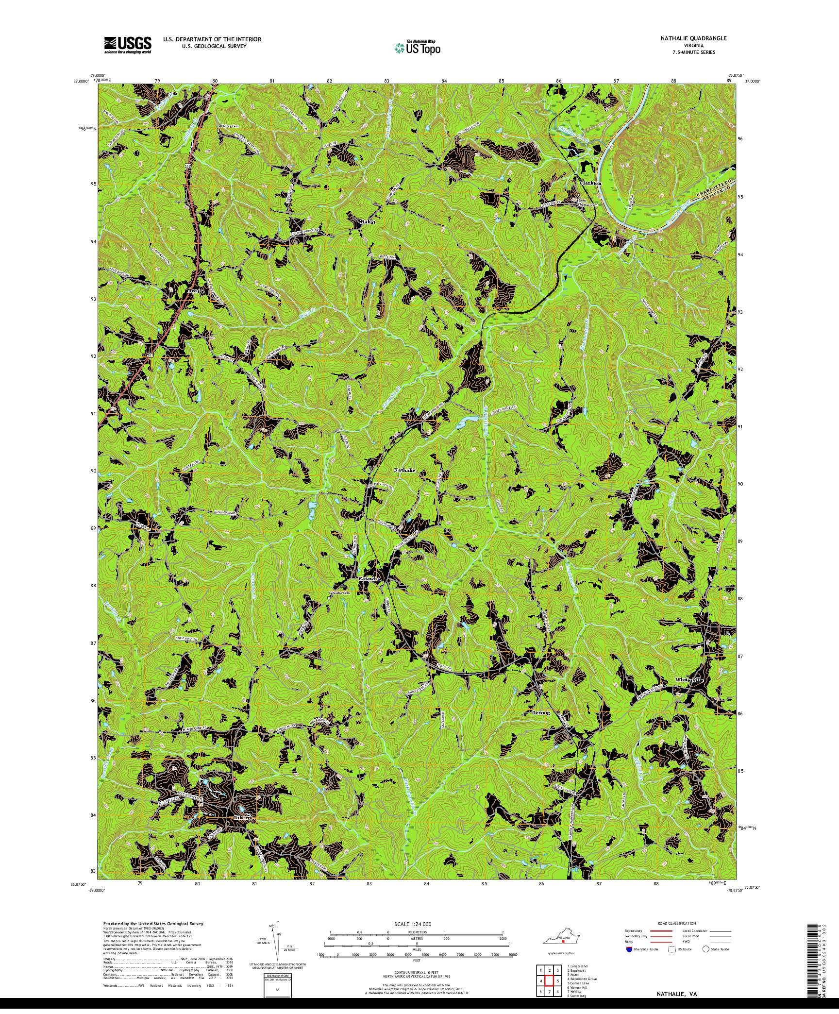 USGS US TOPO 7.5-MINUTE MAP FOR NATHALIE, VA 2019