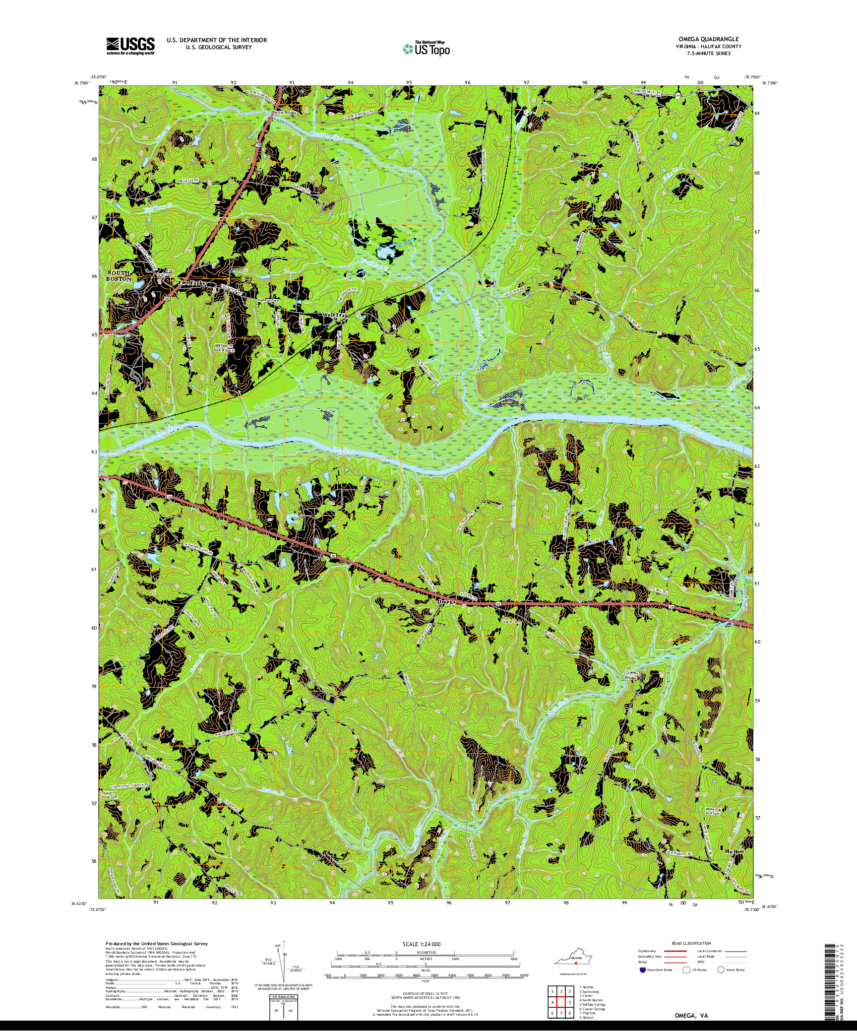 USGS US TOPO 7.5-MINUTE MAP FOR OMEGA, VA 2019