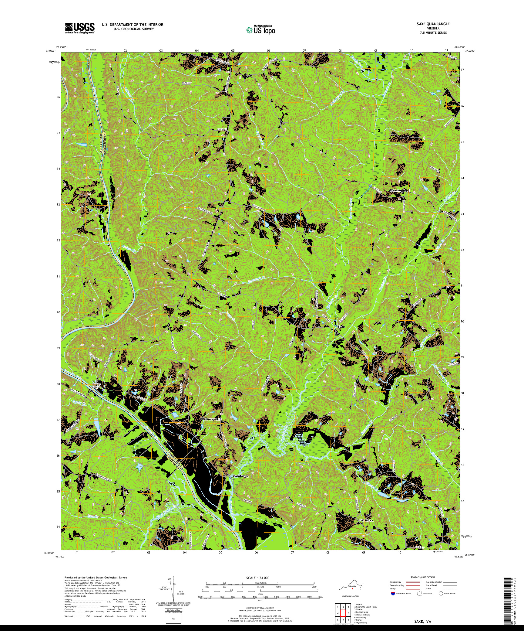 USGS US TOPO 7.5-MINUTE MAP FOR SAXE, VA 2019