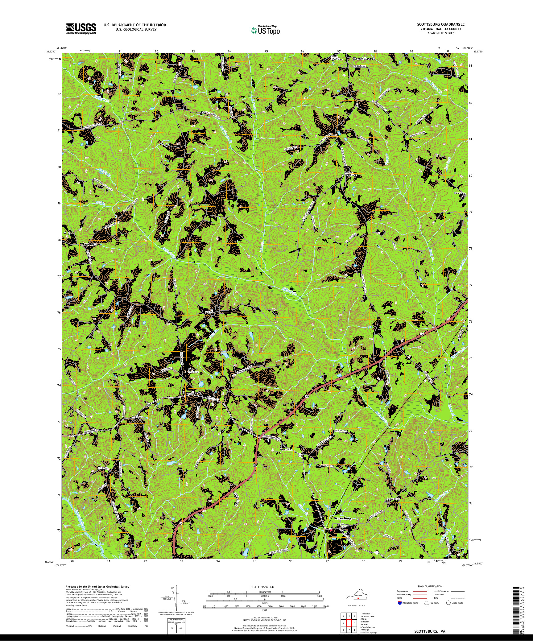 USGS US TOPO 7.5-MINUTE MAP FOR SCOTTSBURG, VA 2019