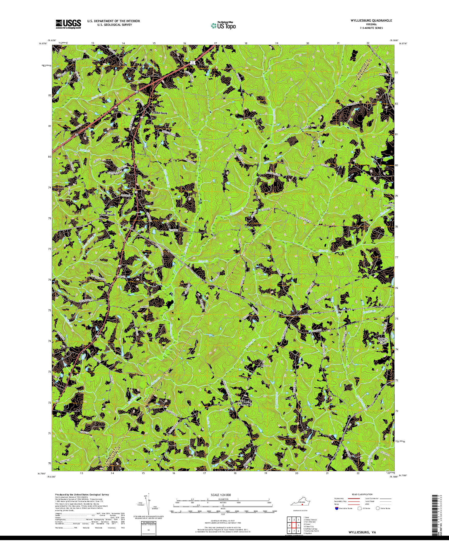 USGS US TOPO 7.5-MINUTE MAP FOR WYLLIESBURG, VA 2019