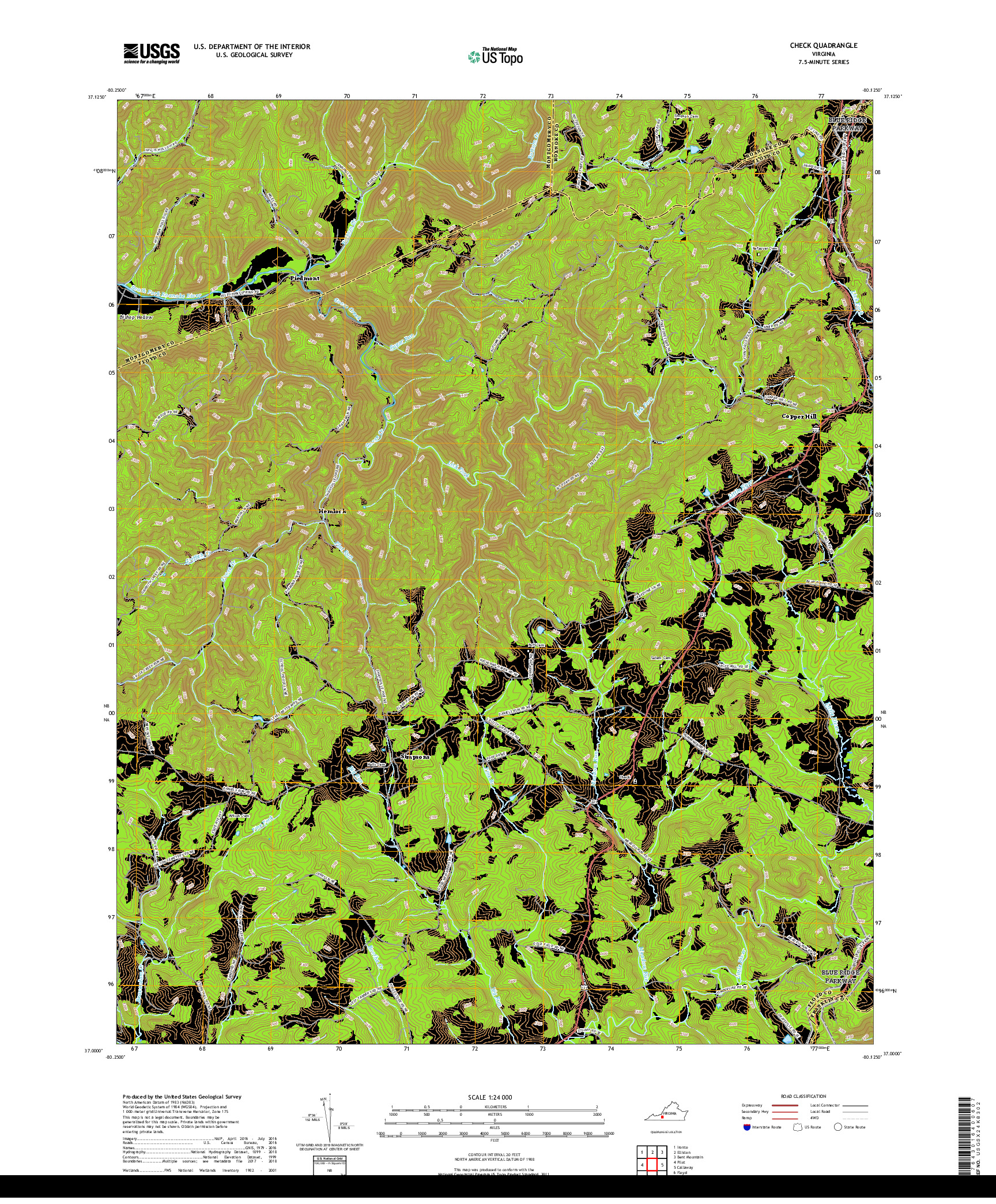 USGS US TOPO 7.5-MINUTE MAP FOR CHECK, VA 2019