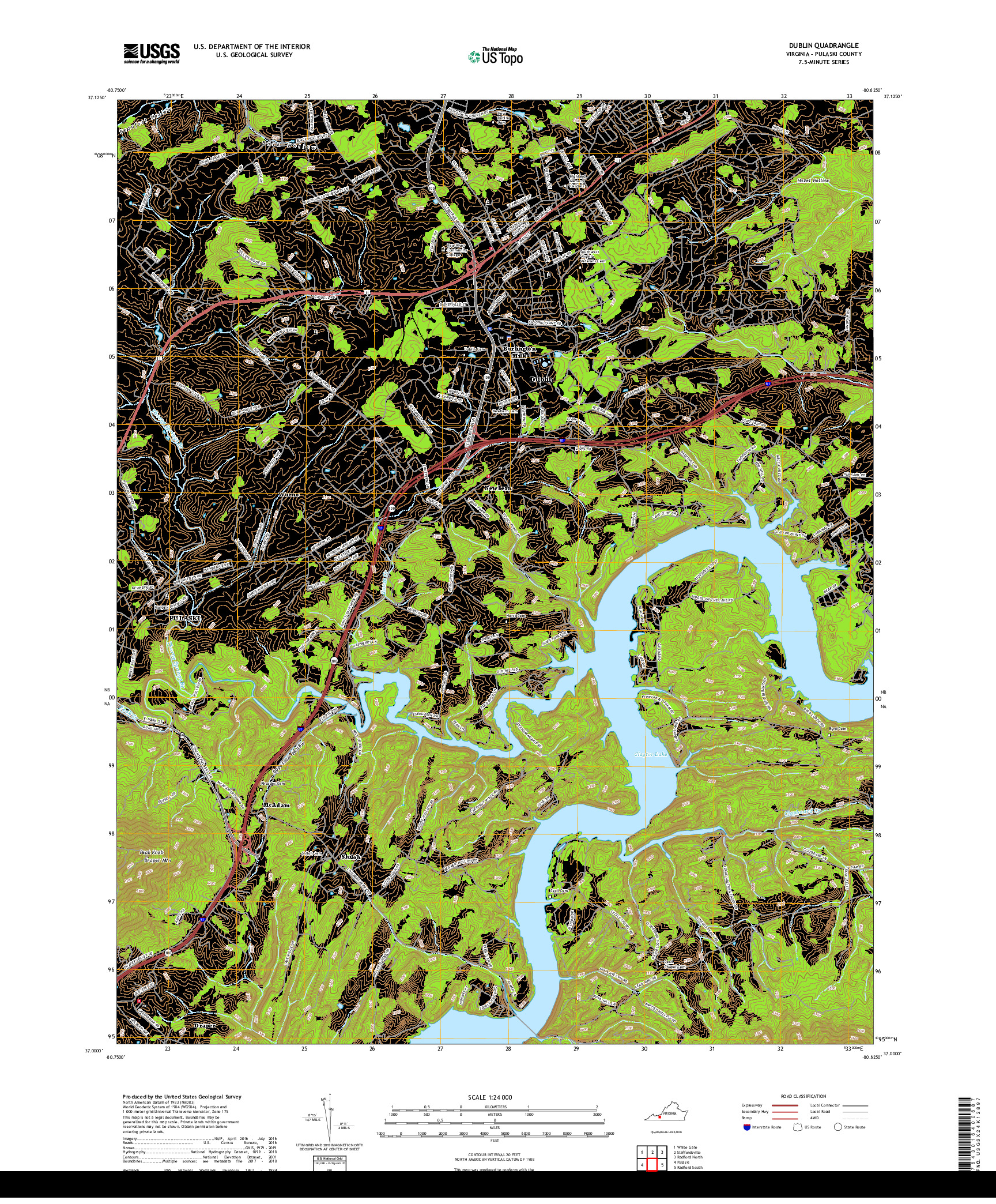 USGS US TOPO 7.5-MINUTE MAP FOR DUBLIN, VA 2019