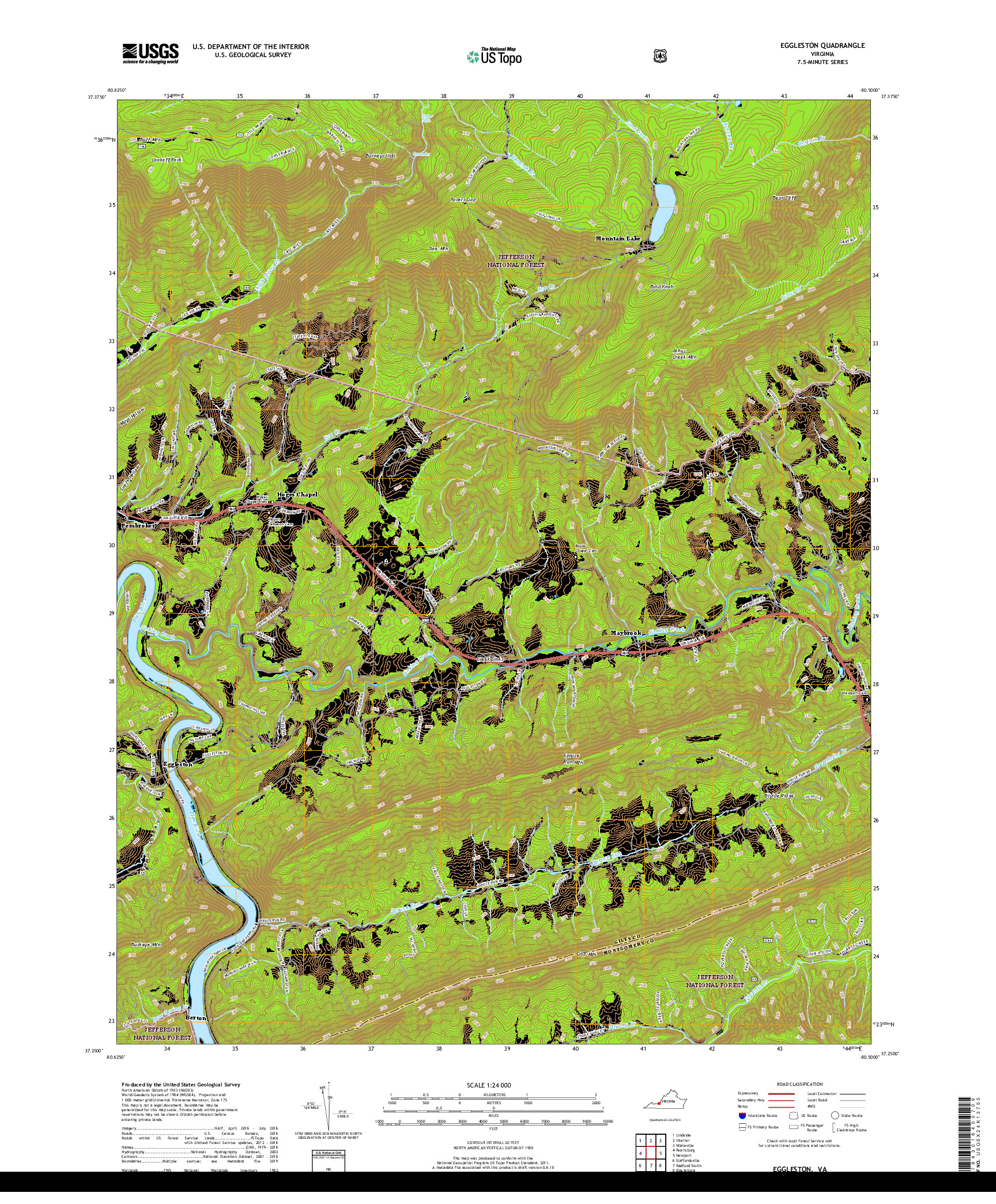 USGS US TOPO 7.5-MINUTE MAP FOR EGGLESTON, VA 2019