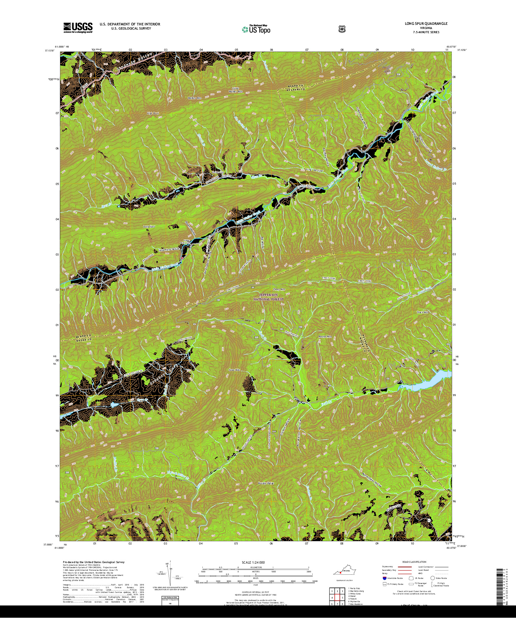 USGS US TOPO 7.5-MINUTE MAP FOR LONG SPUR, VA 2019