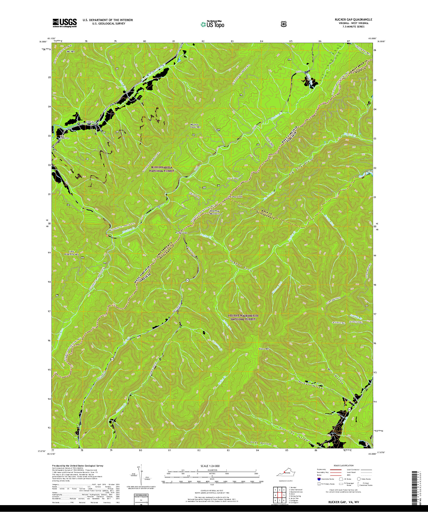 USGS US TOPO 7.5-MINUTE MAP FOR RUCKER GAP, VA,WV 2019