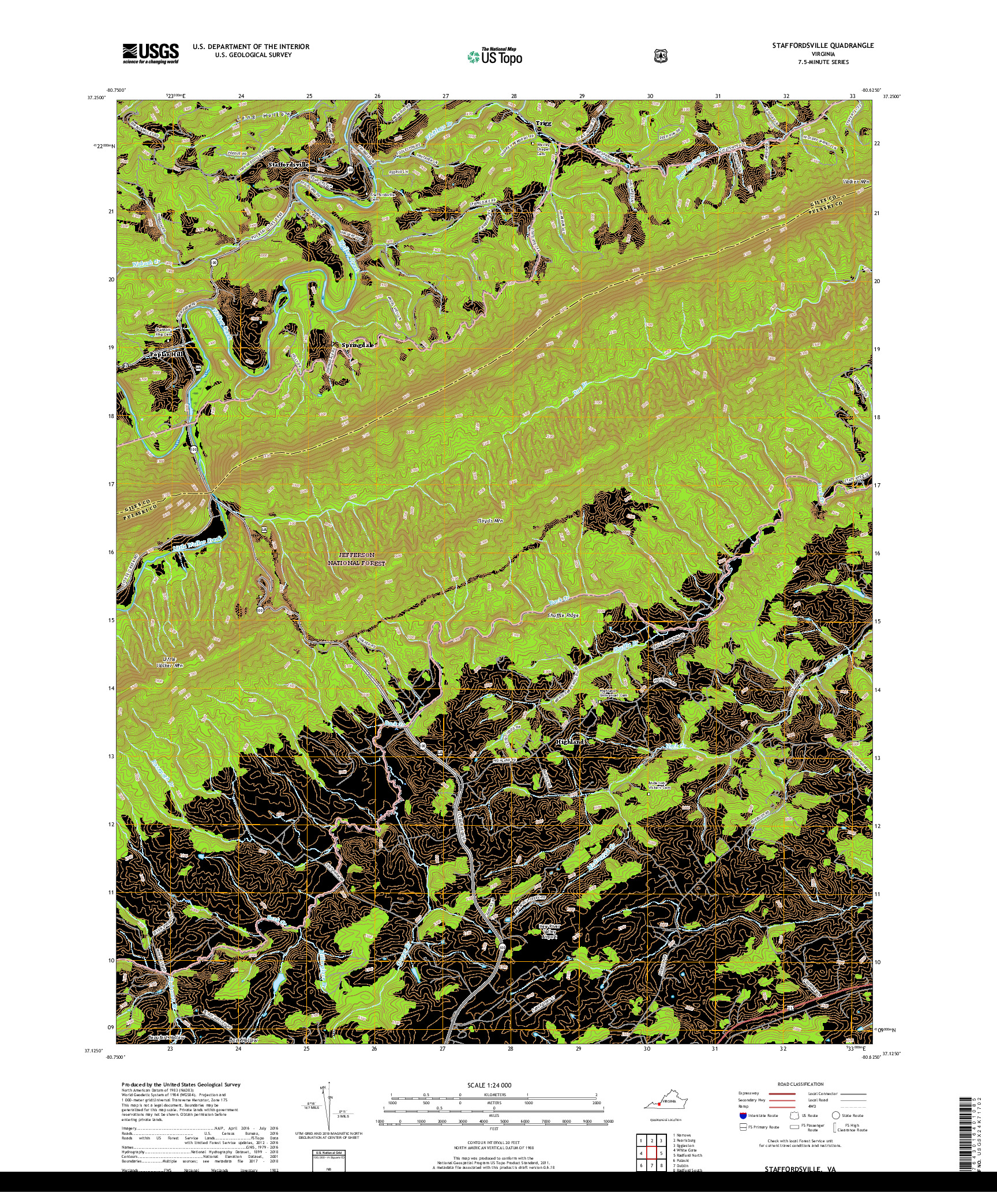 USGS US TOPO 7.5-MINUTE MAP FOR STAFFORDSVILLE, VA 2019