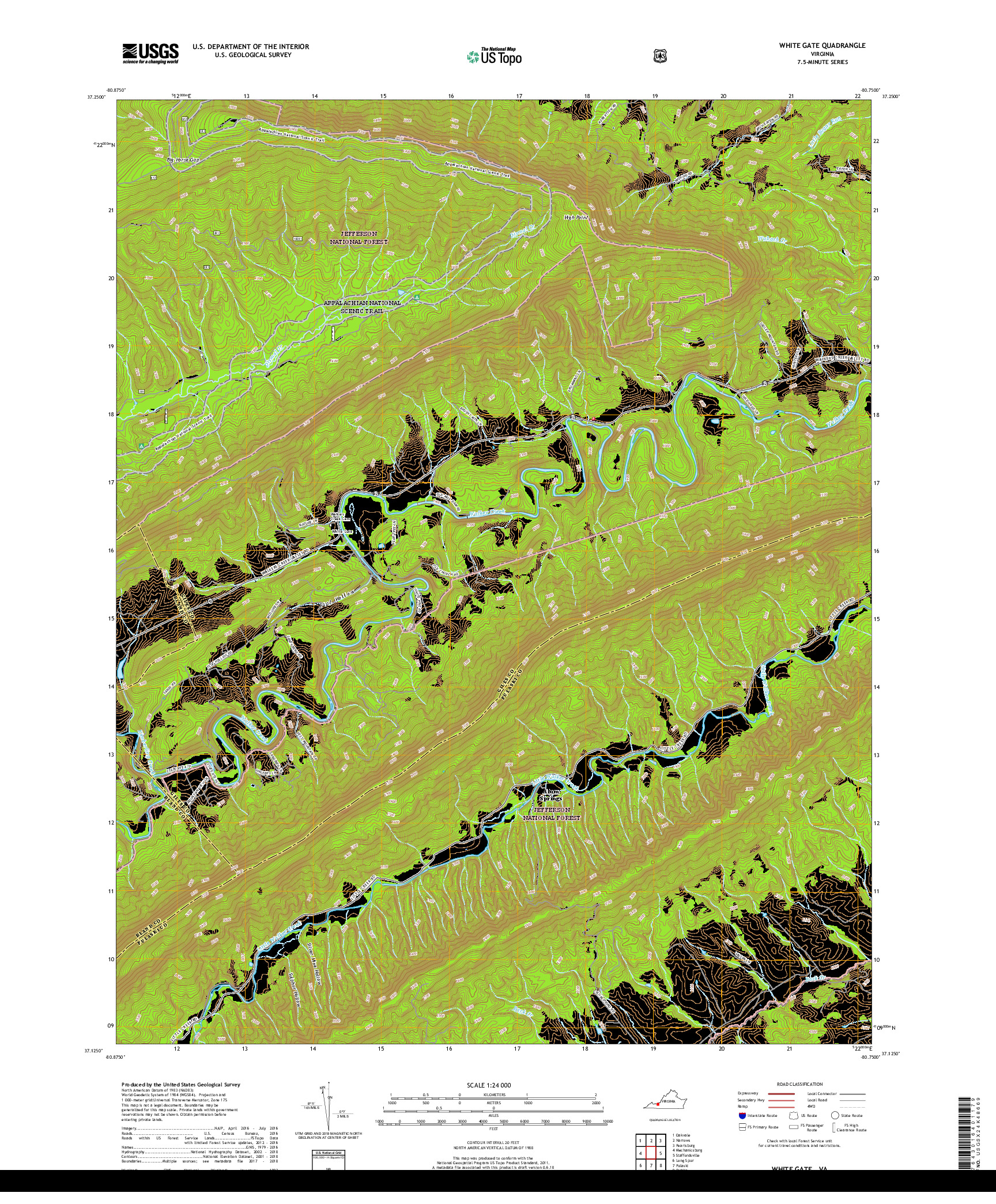 USGS US TOPO 7.5-MINUTE MAP FOR WHITE GATE, VA 2019