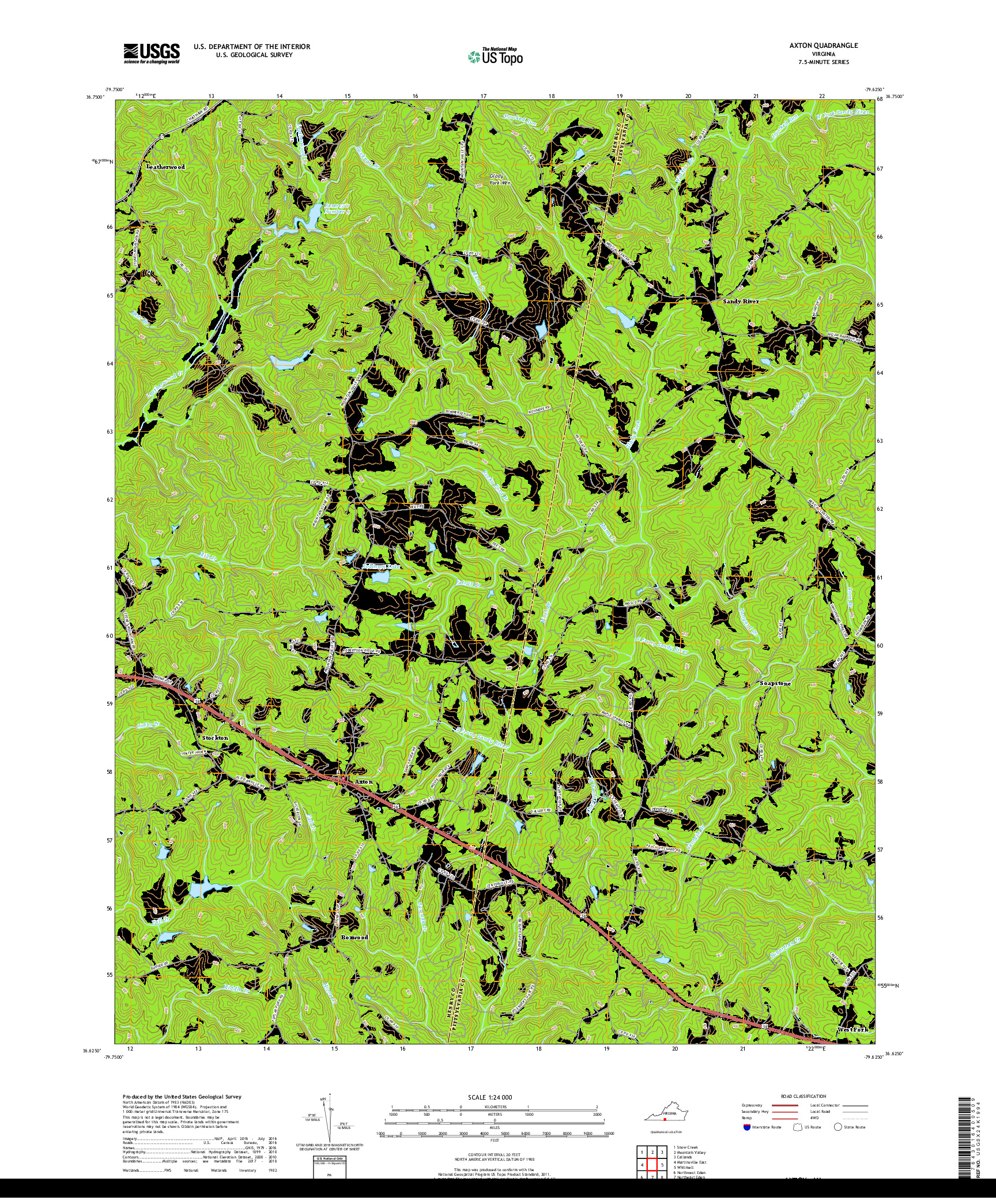 USGS US TOPO 7.5-MINUTE MAP FOR AXTON, VA 2019