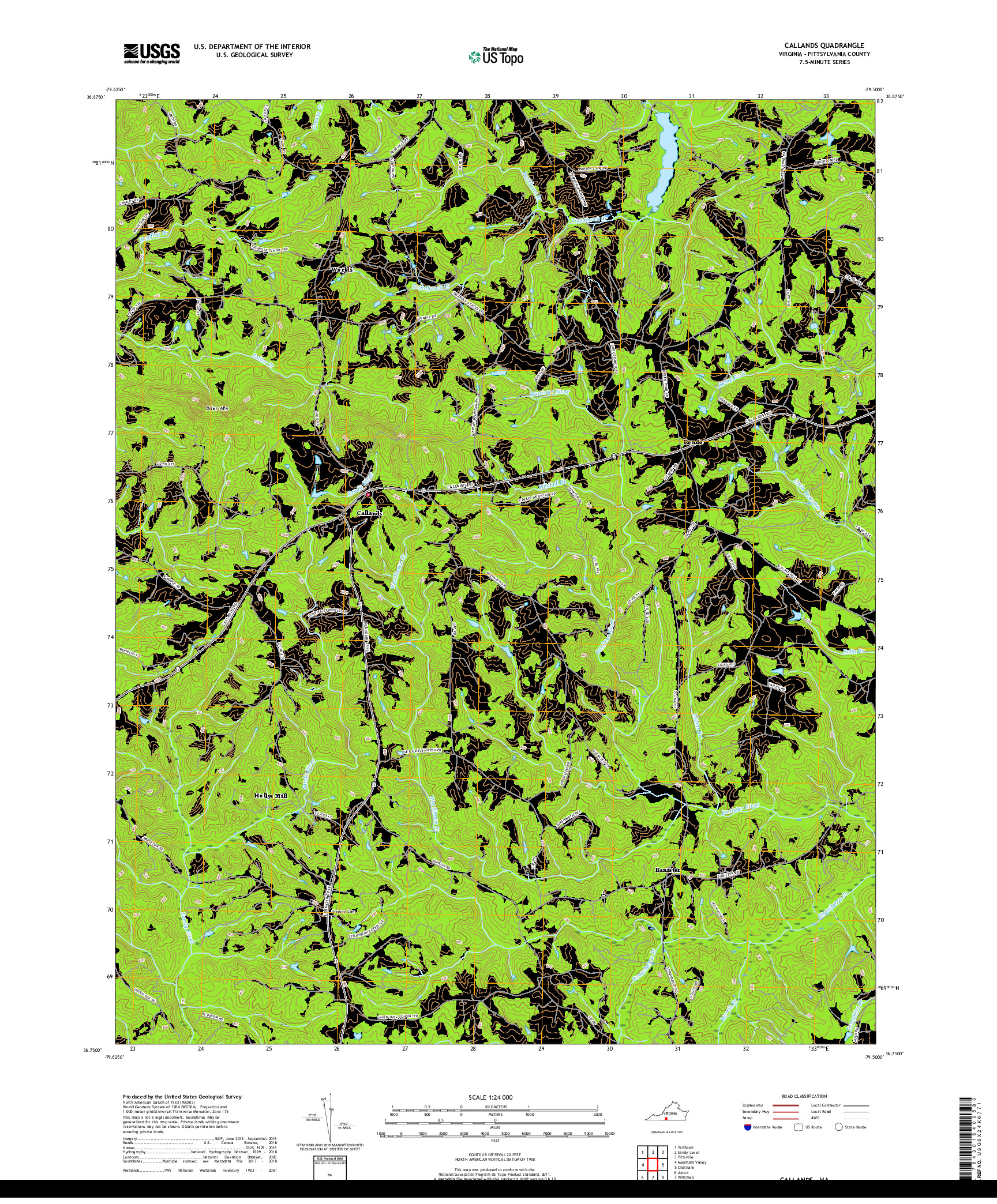 USGS US TOPO 7.5-MINUTE MAP FOR CALLANDS, VA 2019