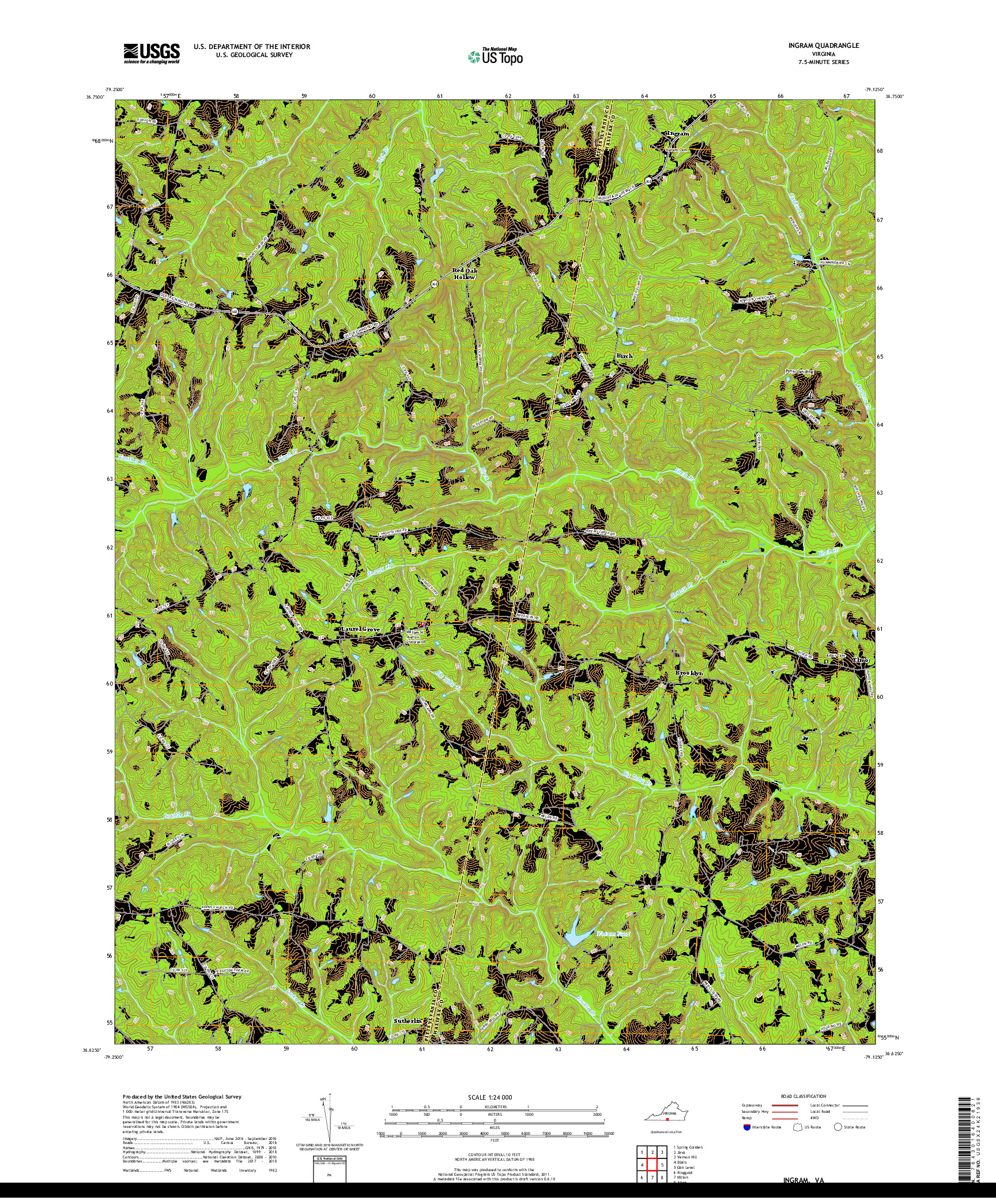 USGS US TOPO 7.5-MINUTE MAP FOR INGRAM, VA 2019