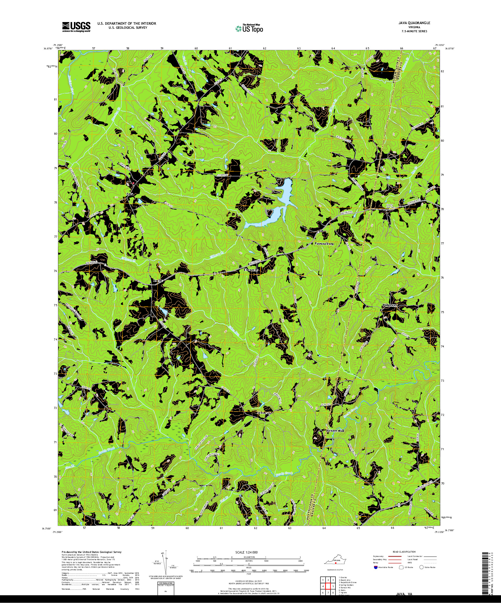 USGS US TOPO 7.5-MINUTE MAP FOR JAVA, VA 2019