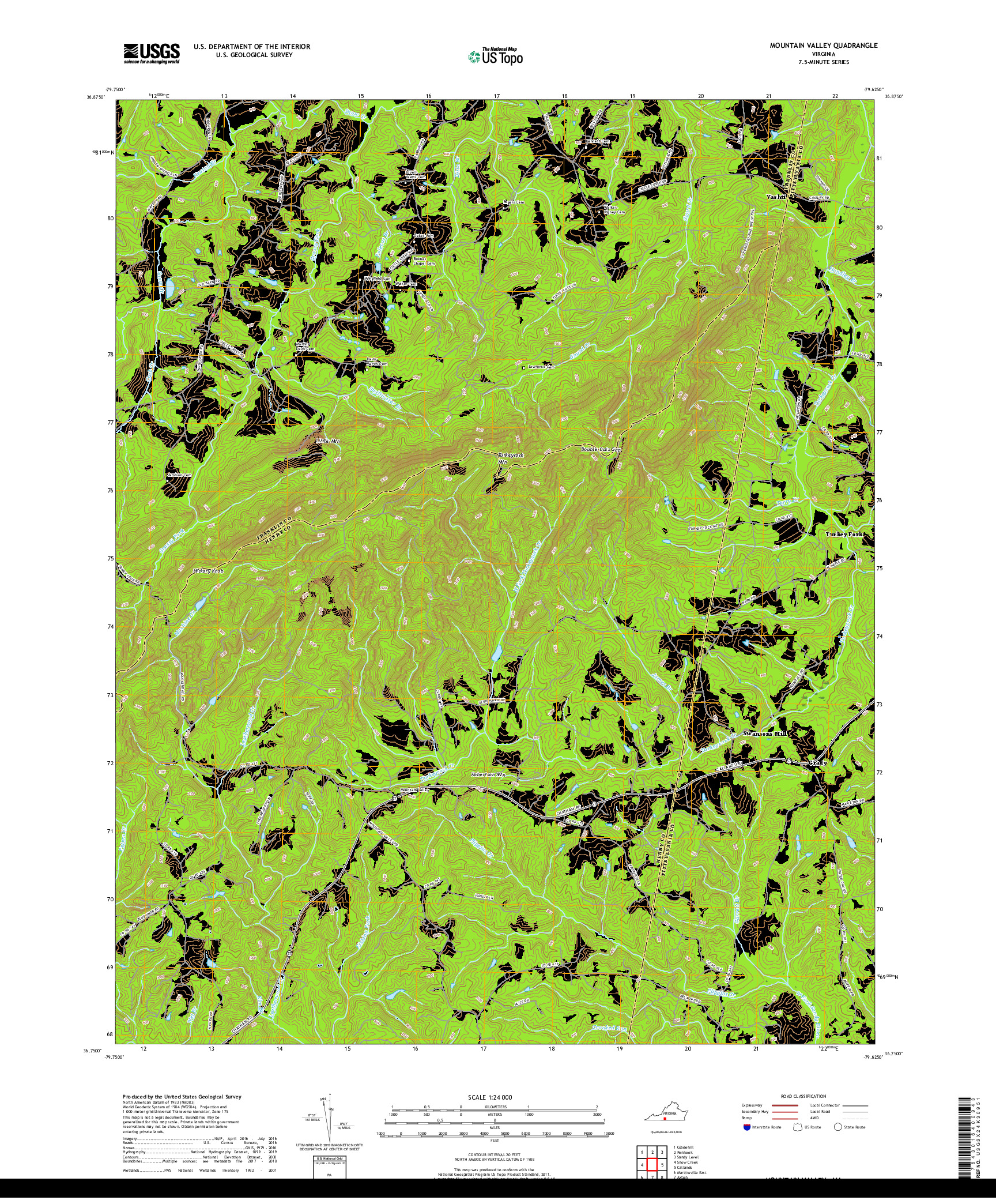 USGS US TOPO 7.5-MINUTE MAP FOR MOUNTAIN VALLEY, VA 2019