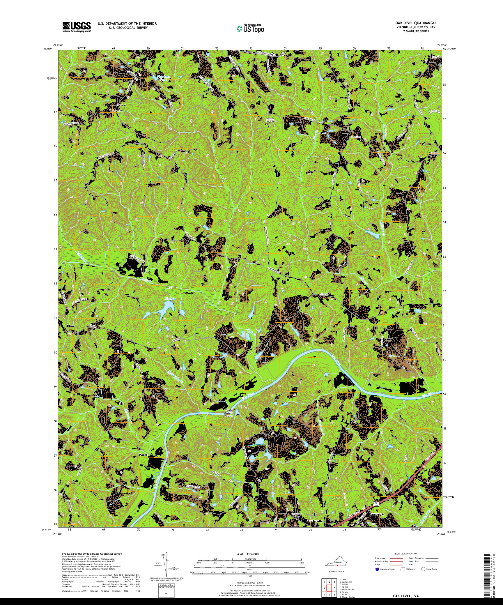 USGS US TOPO 7.5-MINUTE MAP FOR OAK LEVEL, VA 2019