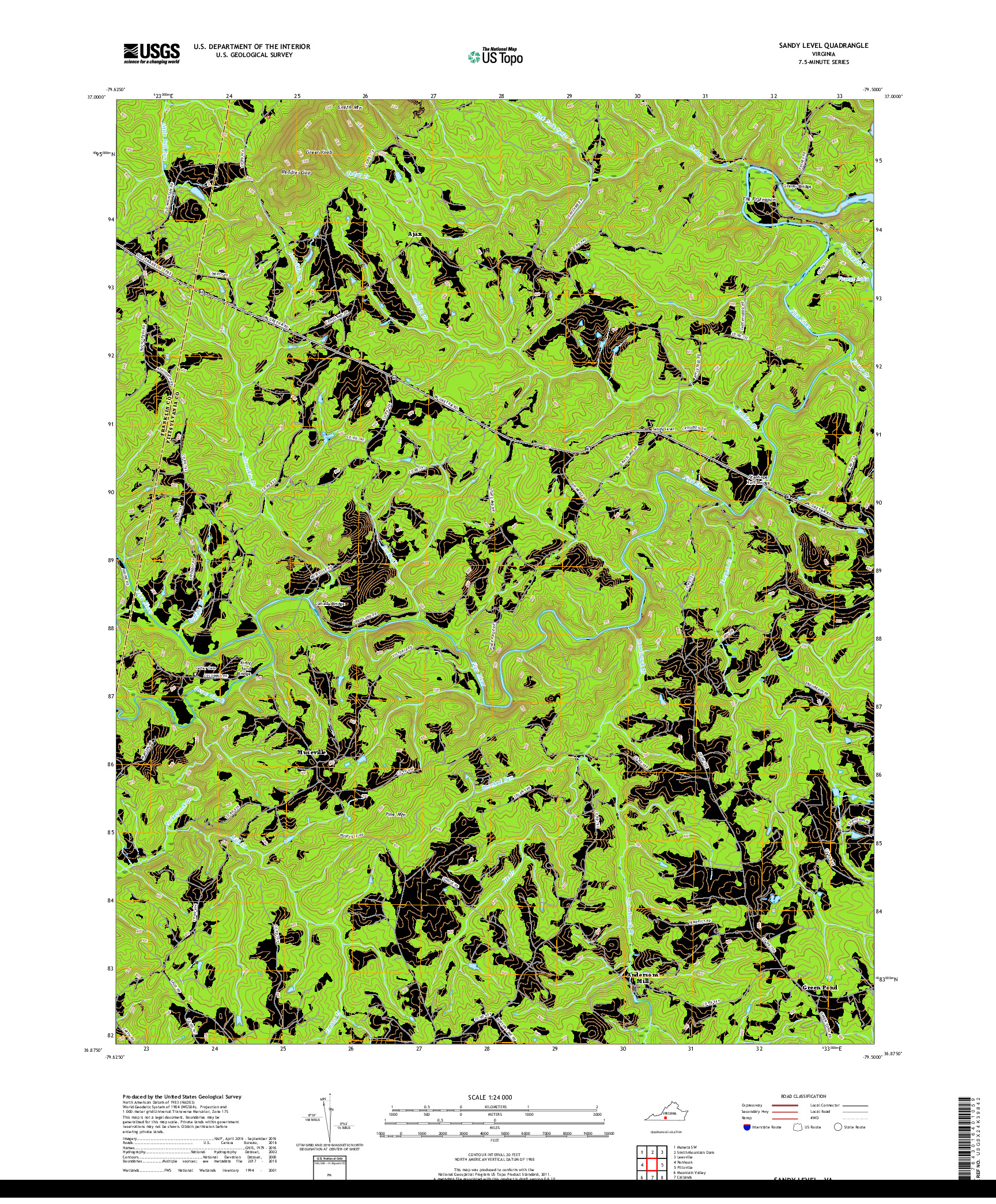 USGS US TOPO 7.5-MINUTE MAP FOR SANDY LEVEL, VA 2019