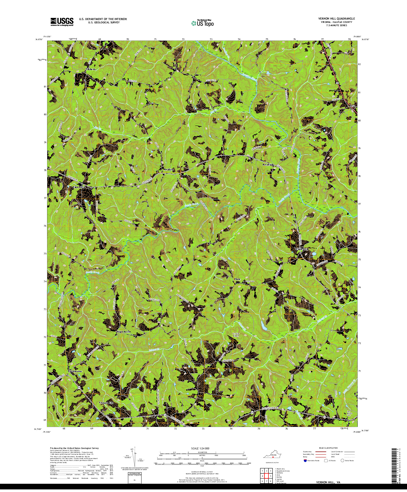 USGS US TOPO 7.5-MINUTE MAP FOR VERNON HILL, VA 2019