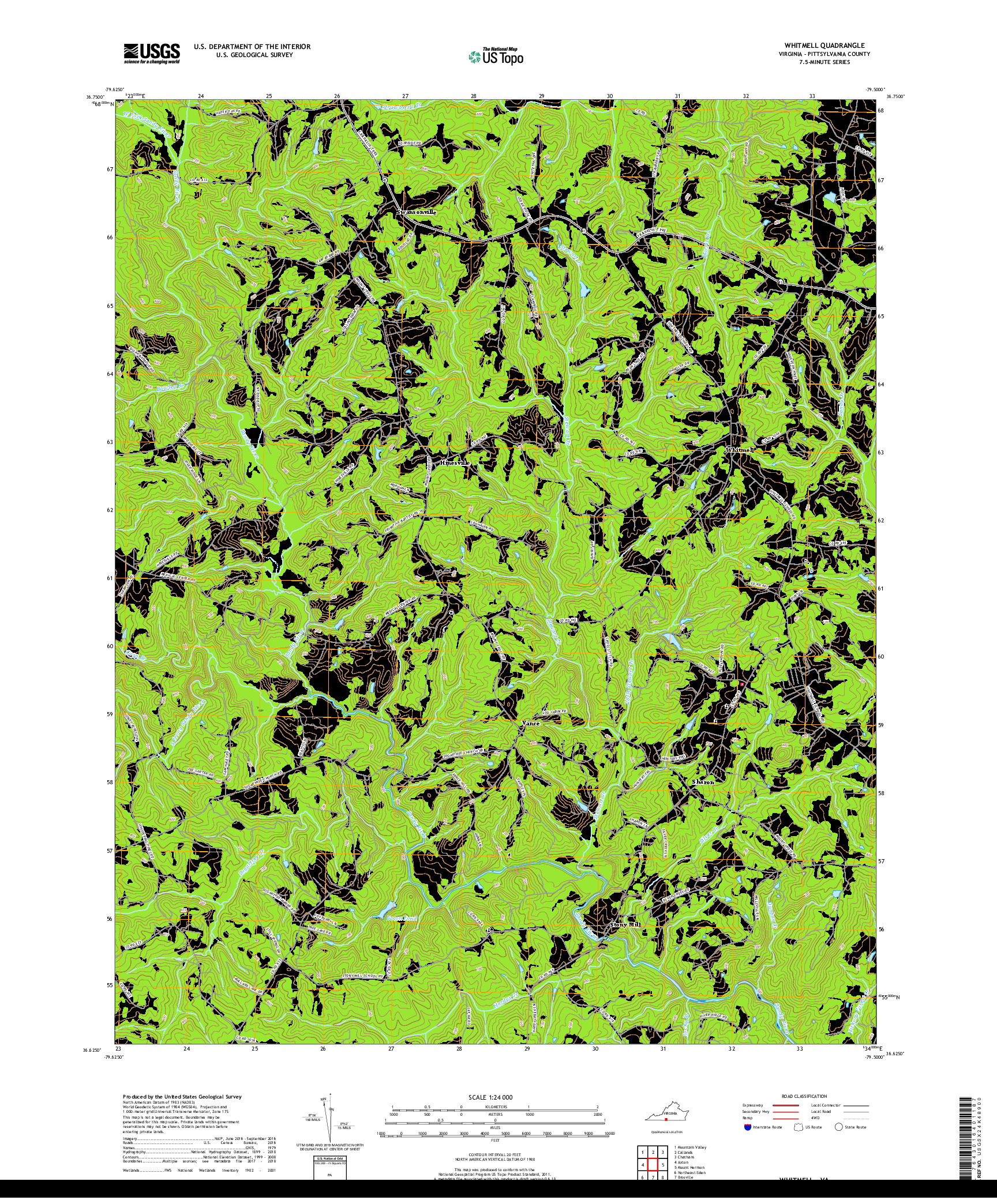 USGS US TOPO 7.5-MINUTE MAP FOR WHITMELL, VA 2019