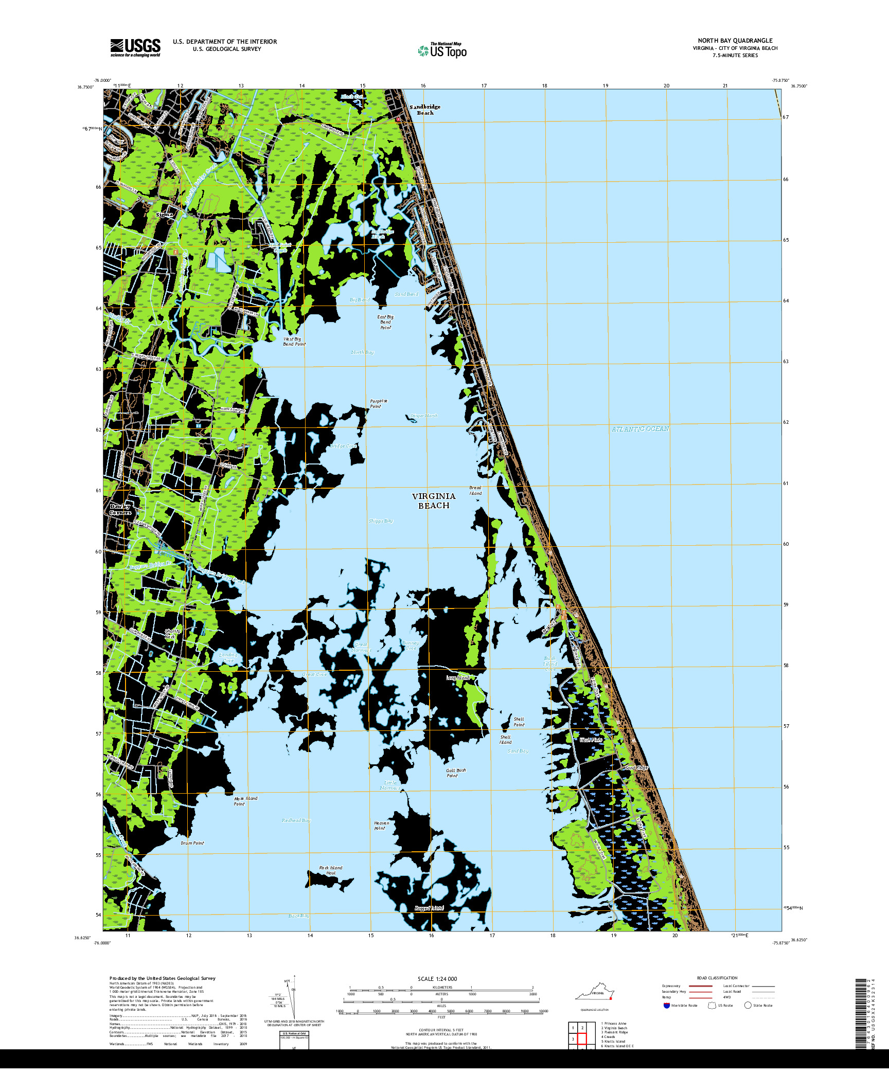 USGS US TOPO 7.5-MINUTE MAP FOR NORTH BAY, VA 2019