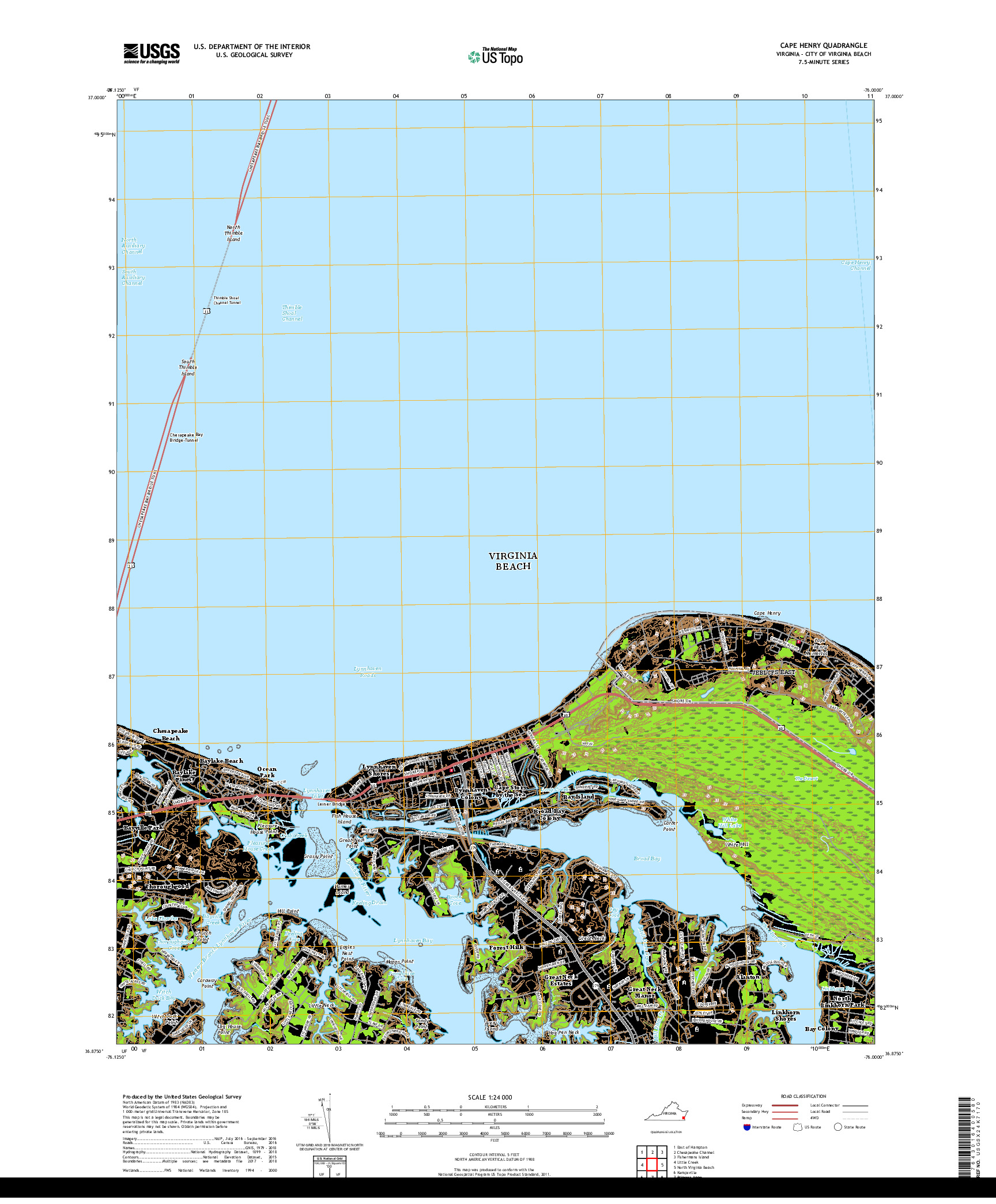 USGS US TOPO 7.5-MINUTE MAP FOR CAPE HENRY, VA 2019