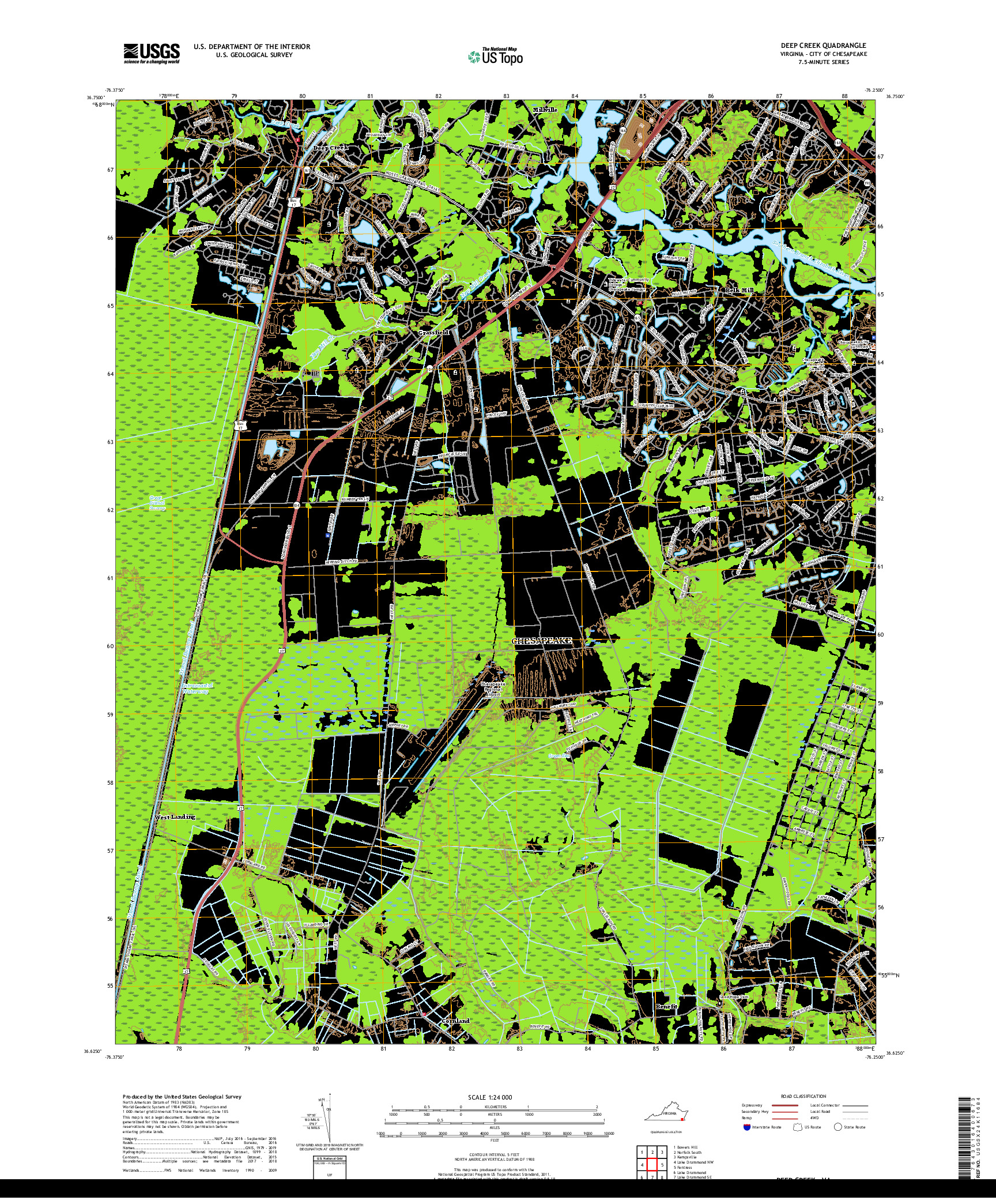 USGS US TOPO 7.5-MINUTE MAP FOR DEEP CREEK, VA 2019