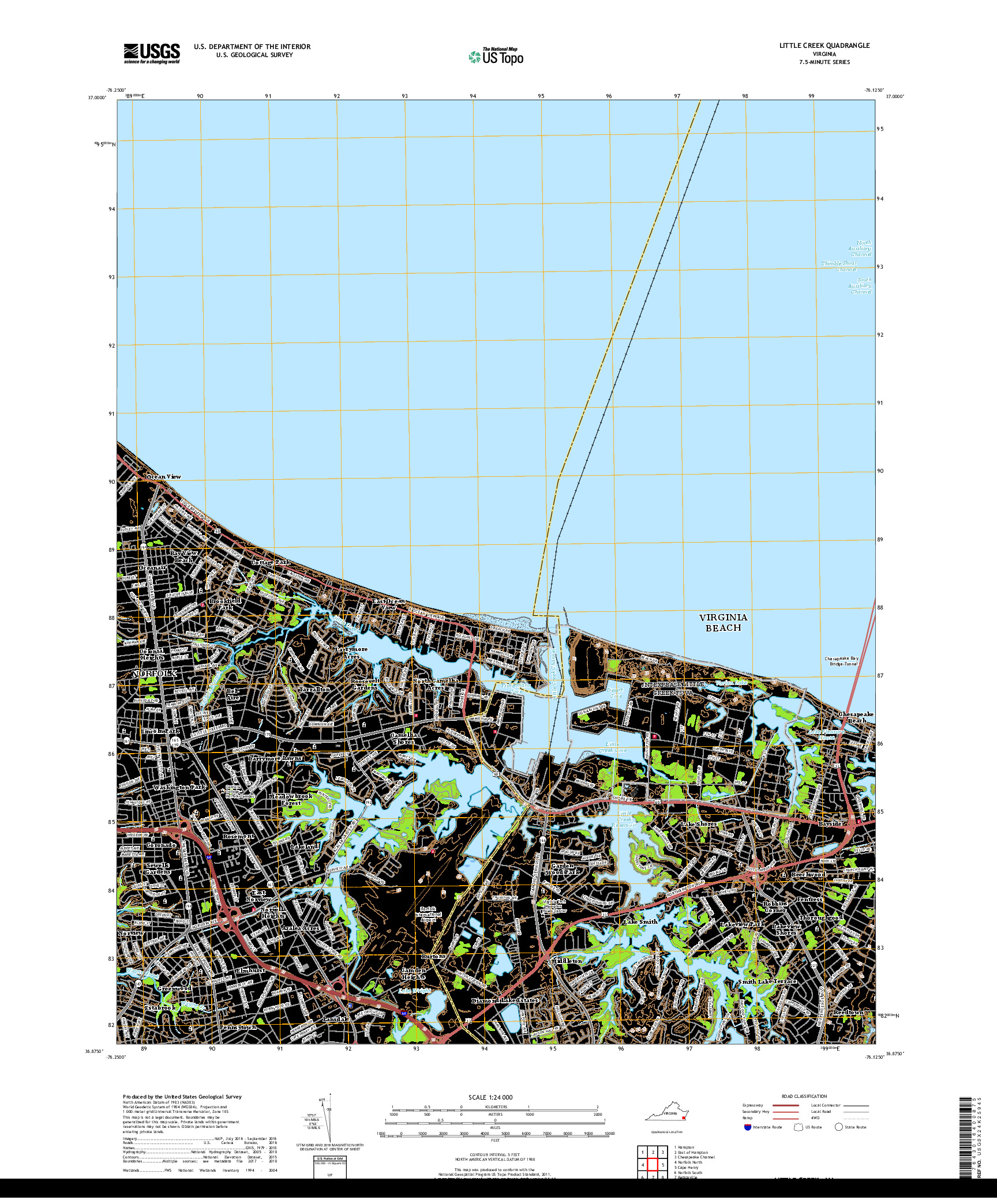 USGS US TOPO 7.5-MINUTE MAP FOR LITTLE CREEK, VA 2019