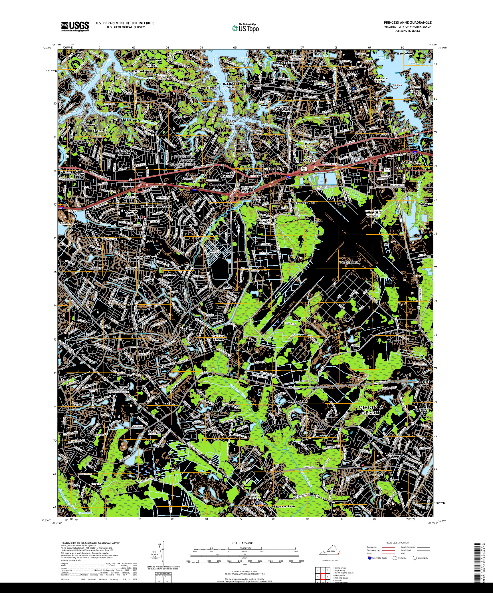 USGS US TOPO 7.5-MINUTE MAP FOR PRINCESS ANNE, VA 2019