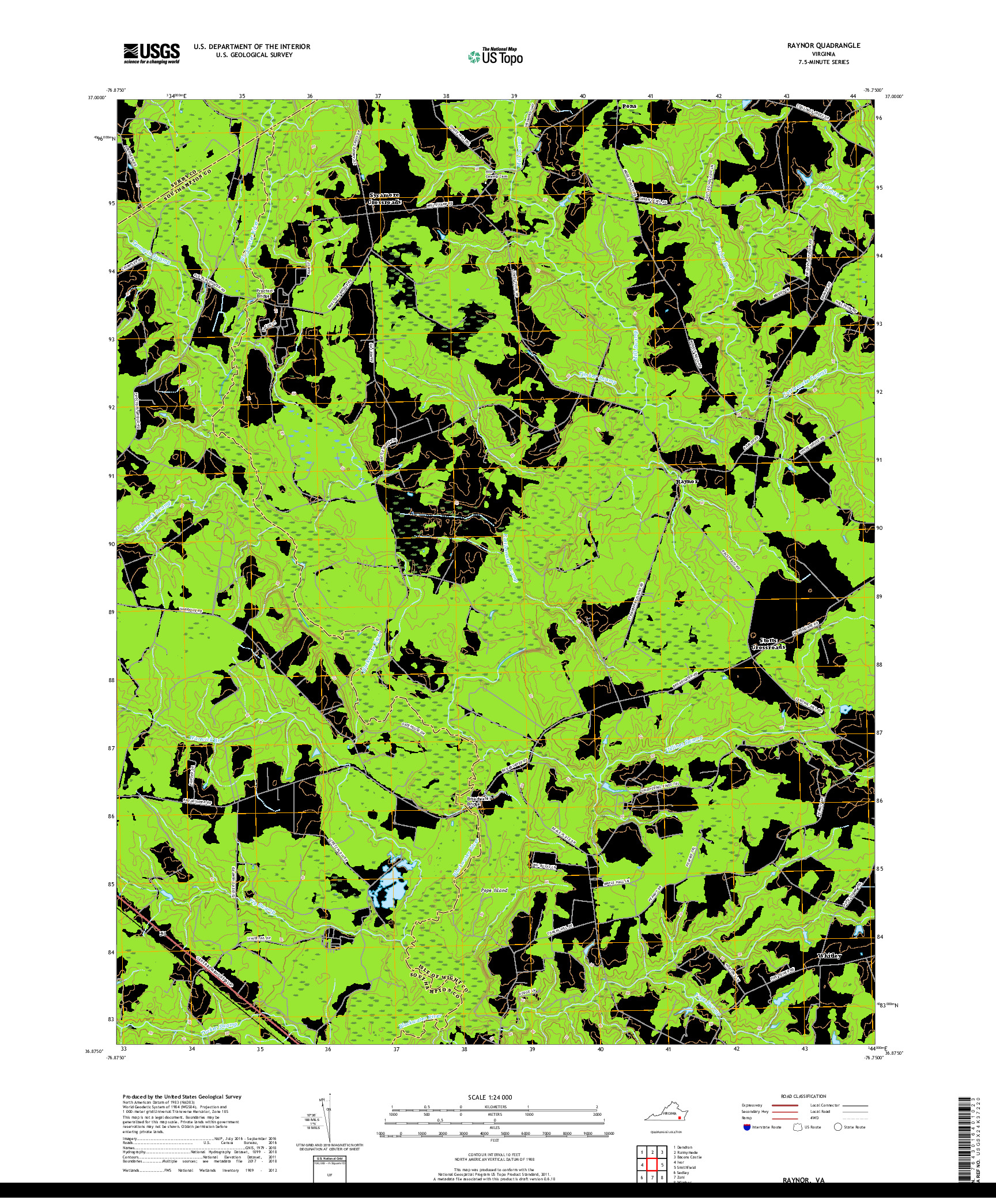 USGS US TOPO 7.5-MINUTE MAP FOR RAYNOR, VA 2019