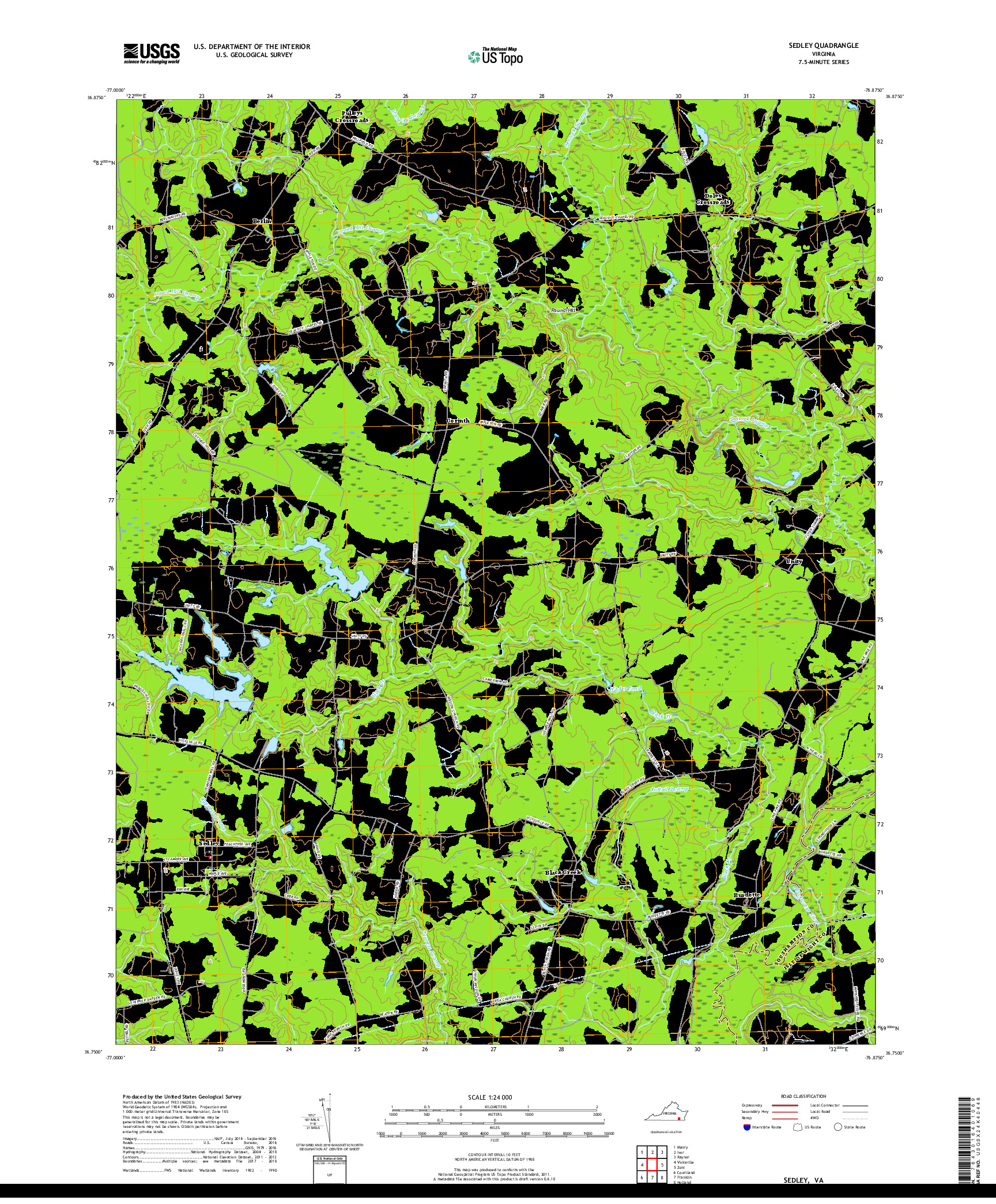 USGS US TOPO 7.5-MINUTE MAP FOR SEDLEY, VA 2019