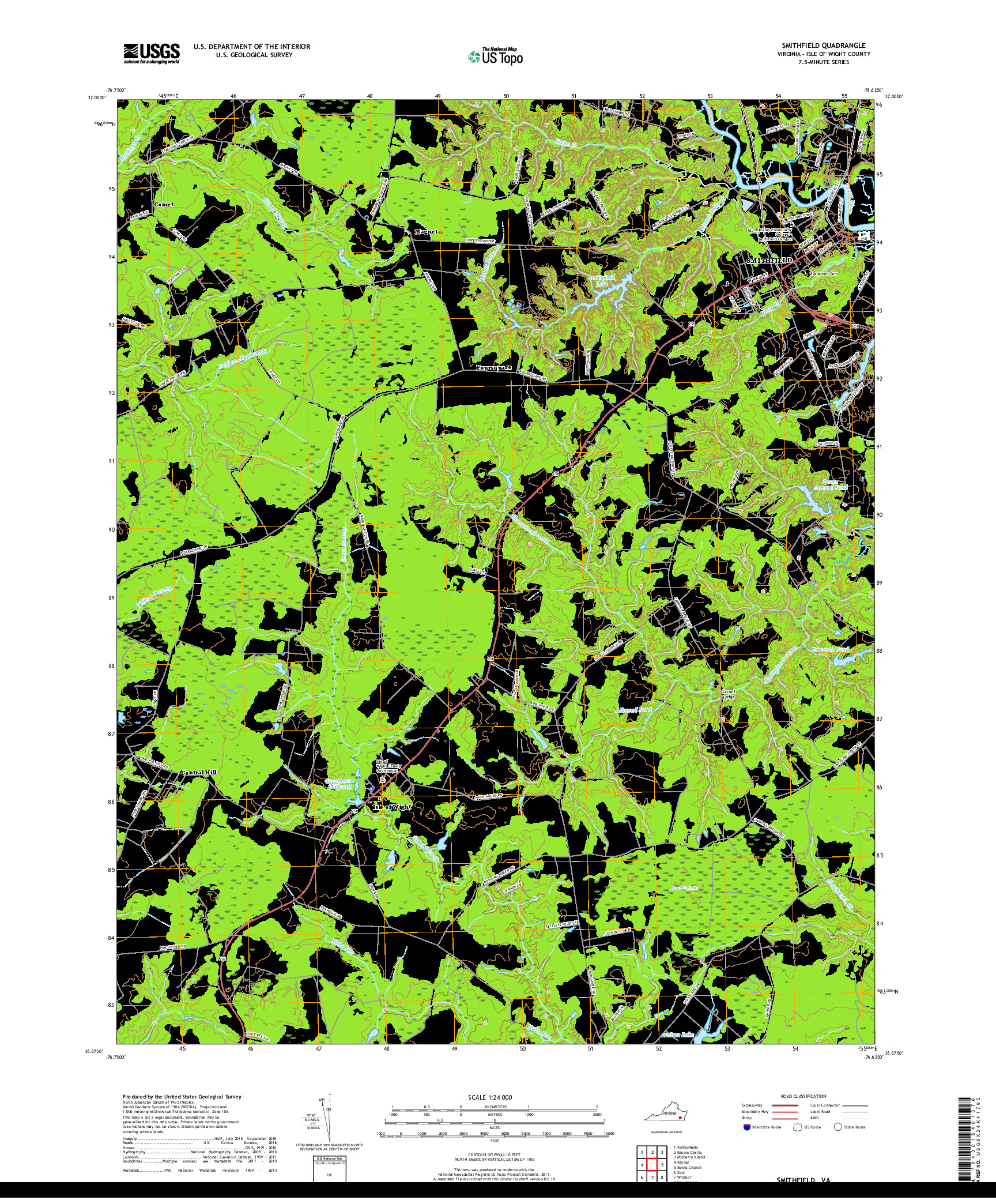 USGS US TOPO 7.5-MINUTE MAP FOR SMITHFIELD, VA 2019