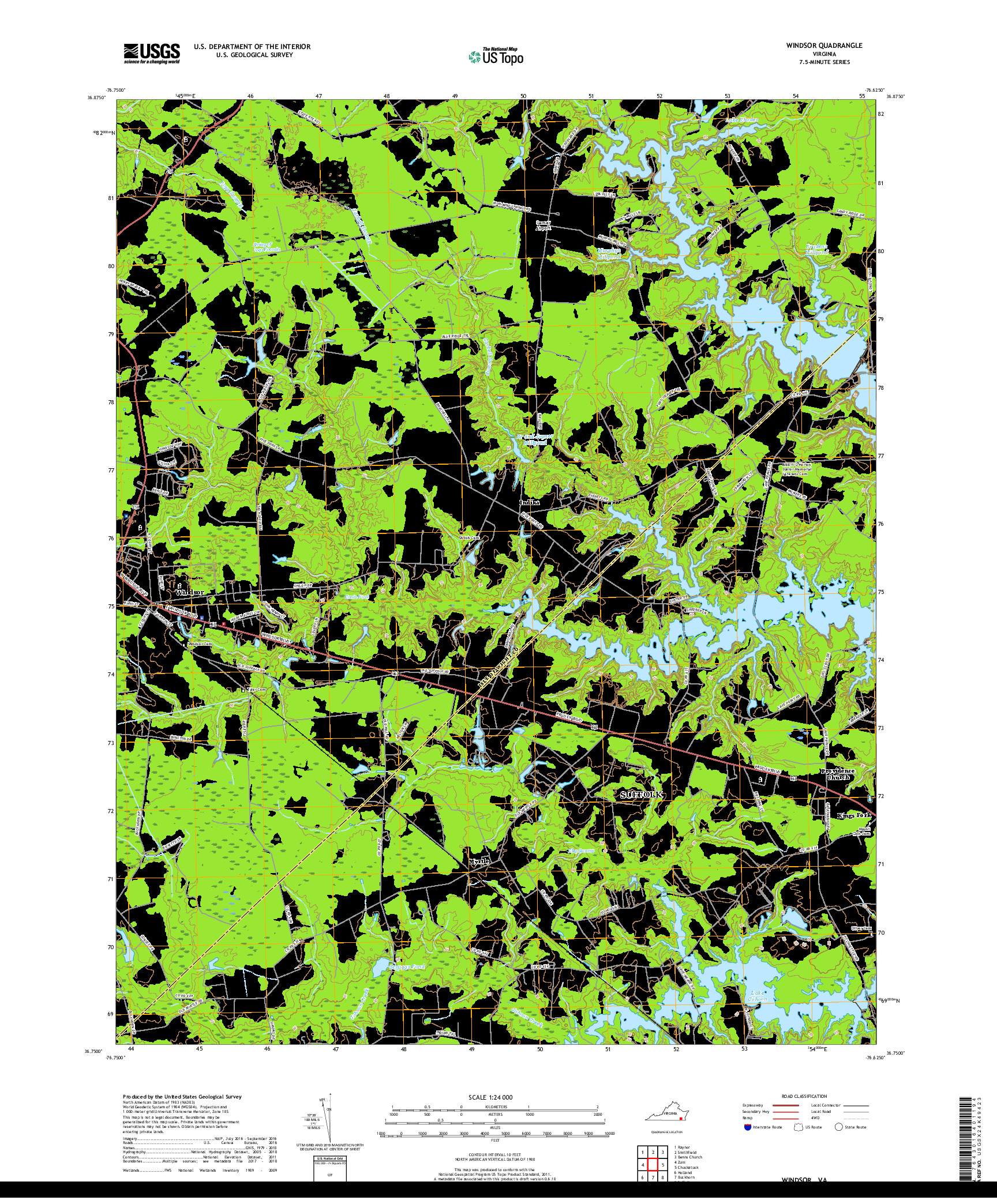 USGS US TOPO 7.5-MINUTE MAP FOR WINDSOR, VA 2019