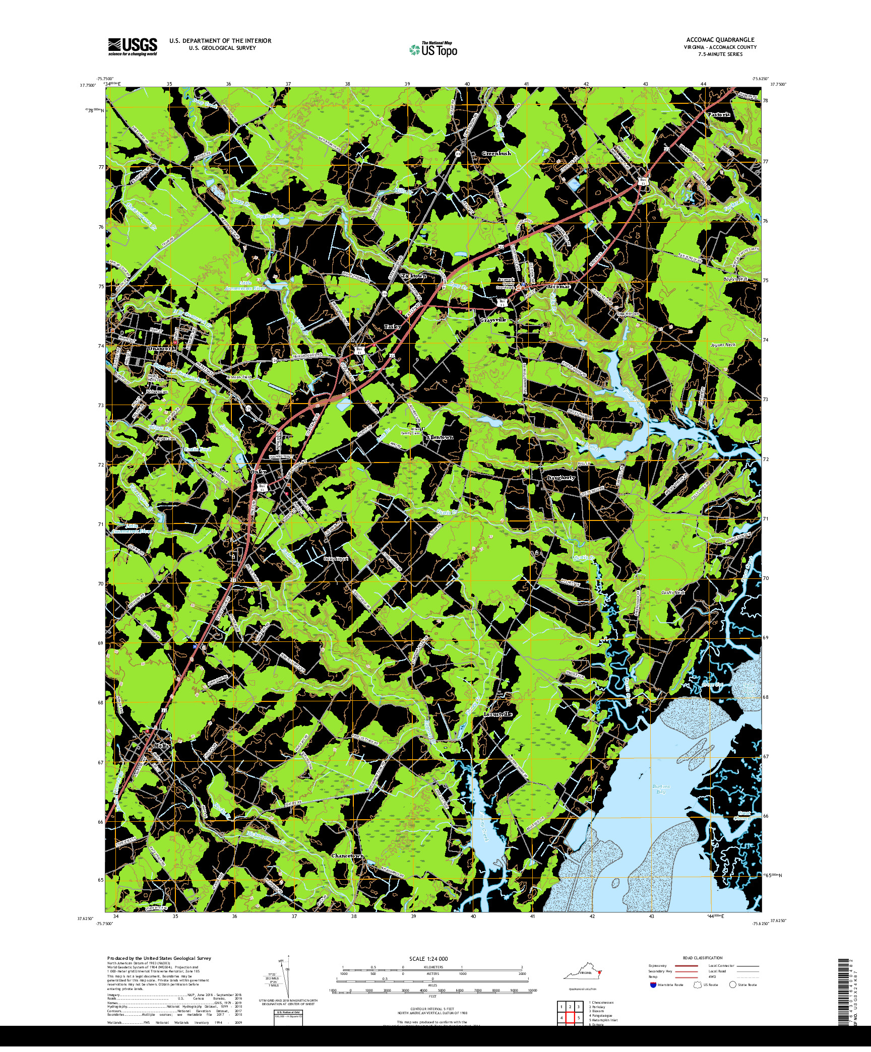 USGS US TOPO 7.5-MINUTE MAP FOR ACCOMAC, VA 2019